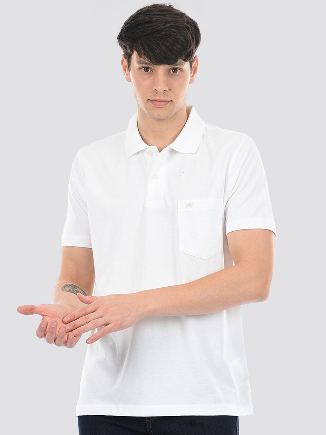 

Monte Carlo Polo Collar Cotton T-shirt, White