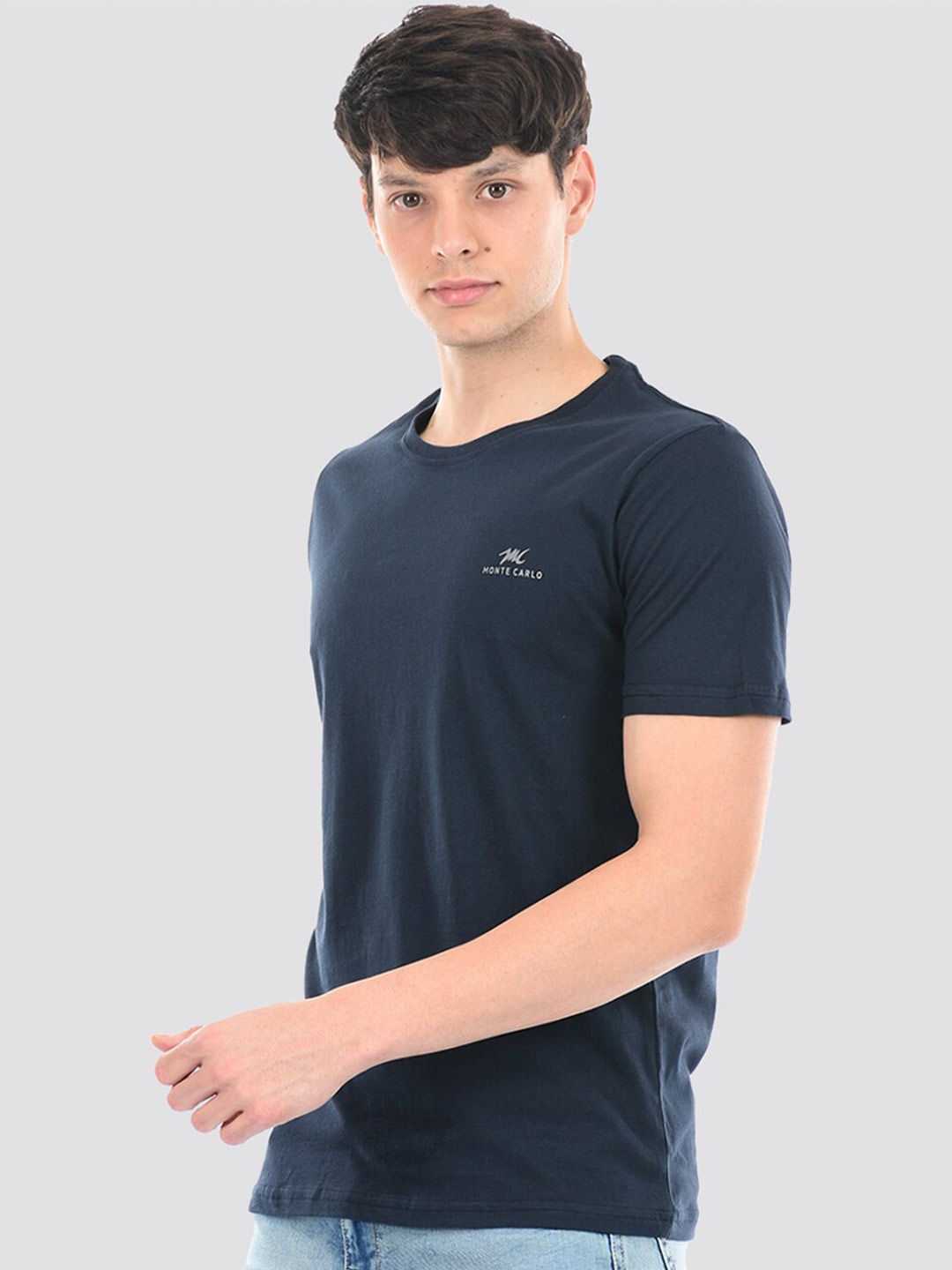 

Monte Carlo Round Neck Cotton T-Shirt, Navy blue