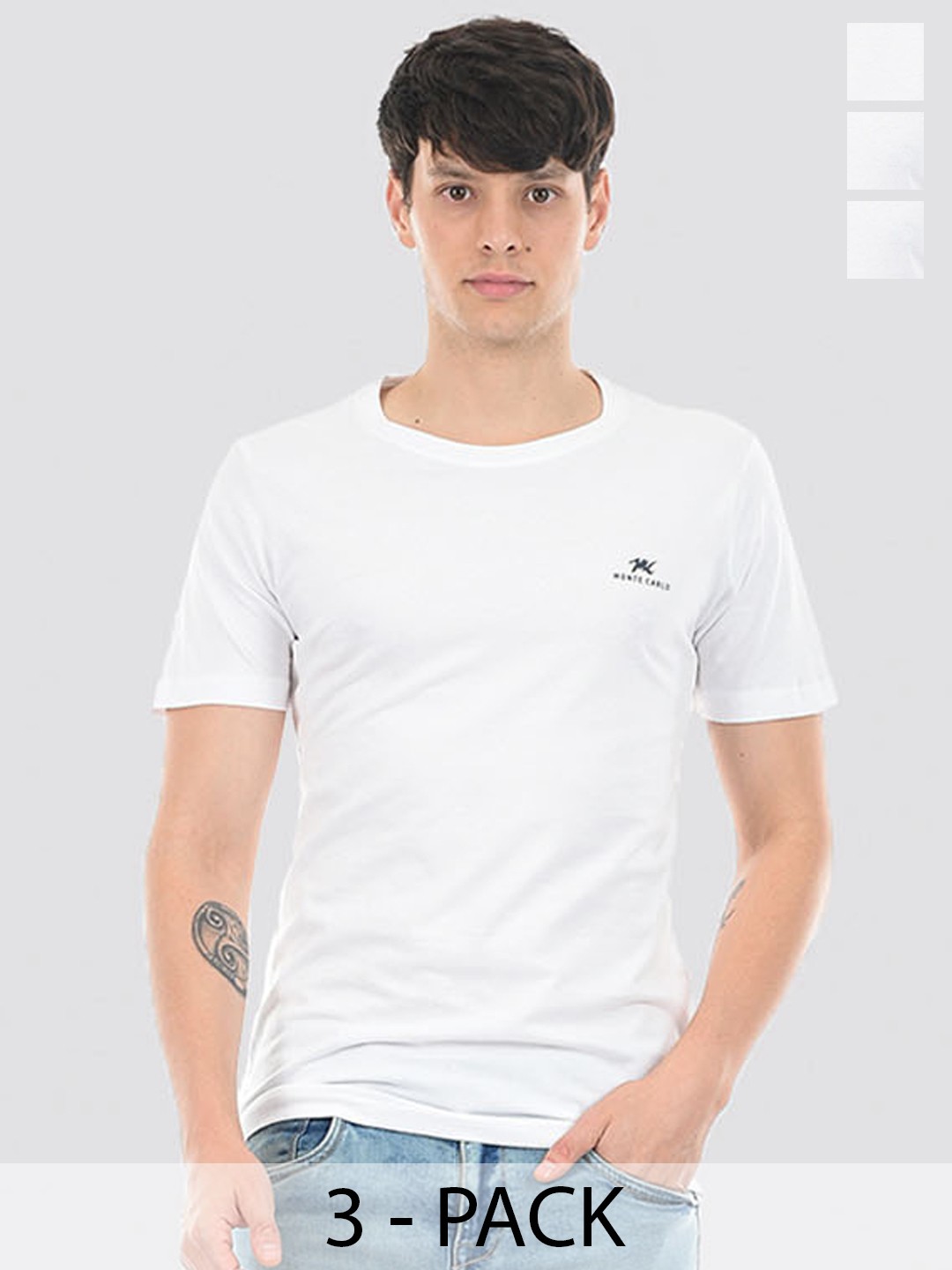 

Monte Carlo Round Neck Cotton T-Shirt, White