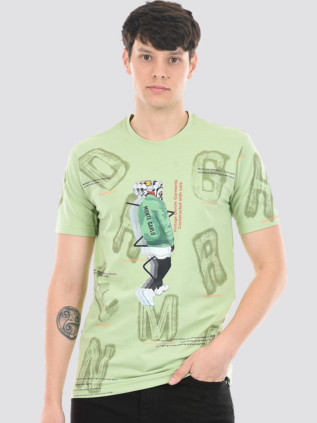 

Monte Carlo Graphic Printed Cotton T-shirt, Green