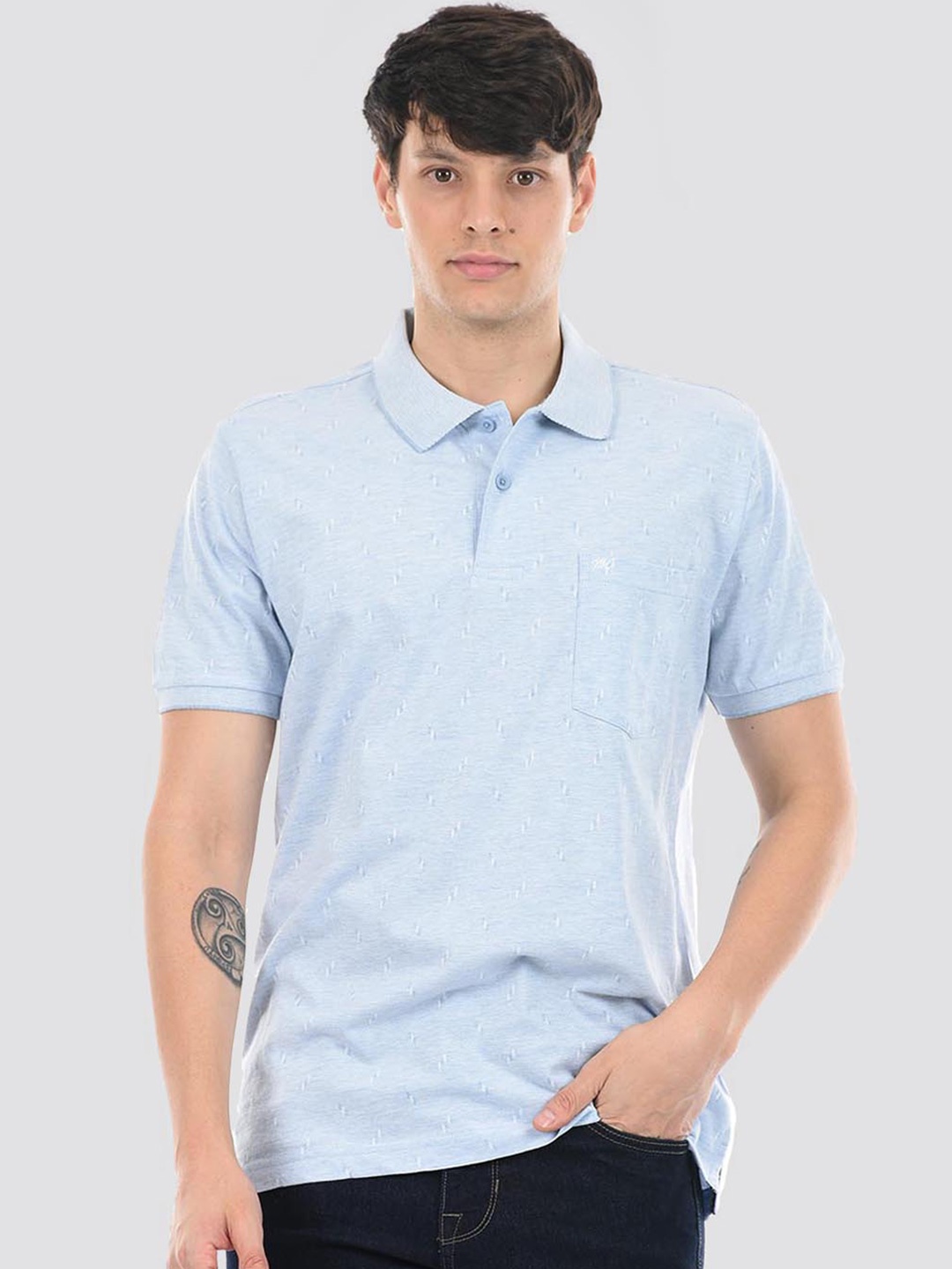 

Monte Carlo Printed Polo Collar Cotton T-shirt, Blue