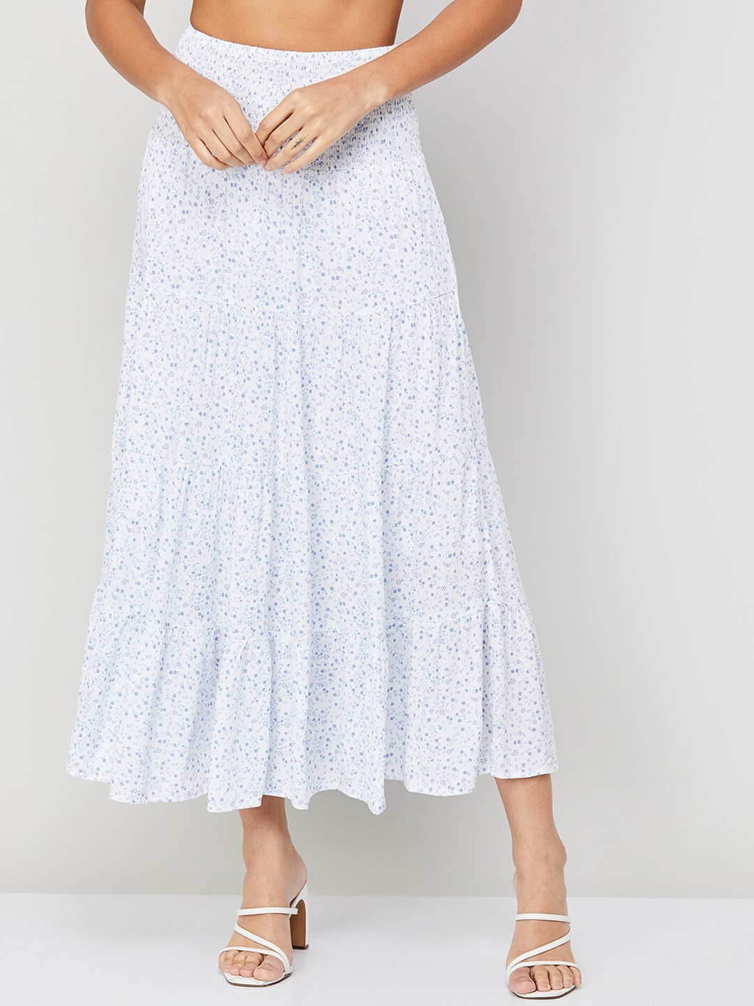 

Ginger by Lifestyle Printed Flared Skirt, White