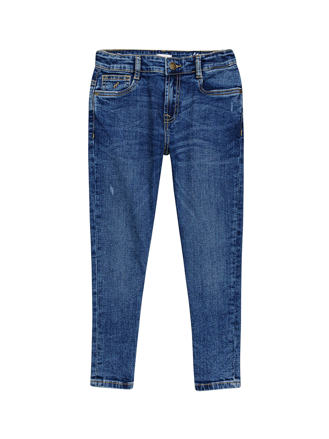 

H By Hamleys Boys Low Distress Light Fade Stretchable Cotton Jeans, Blue