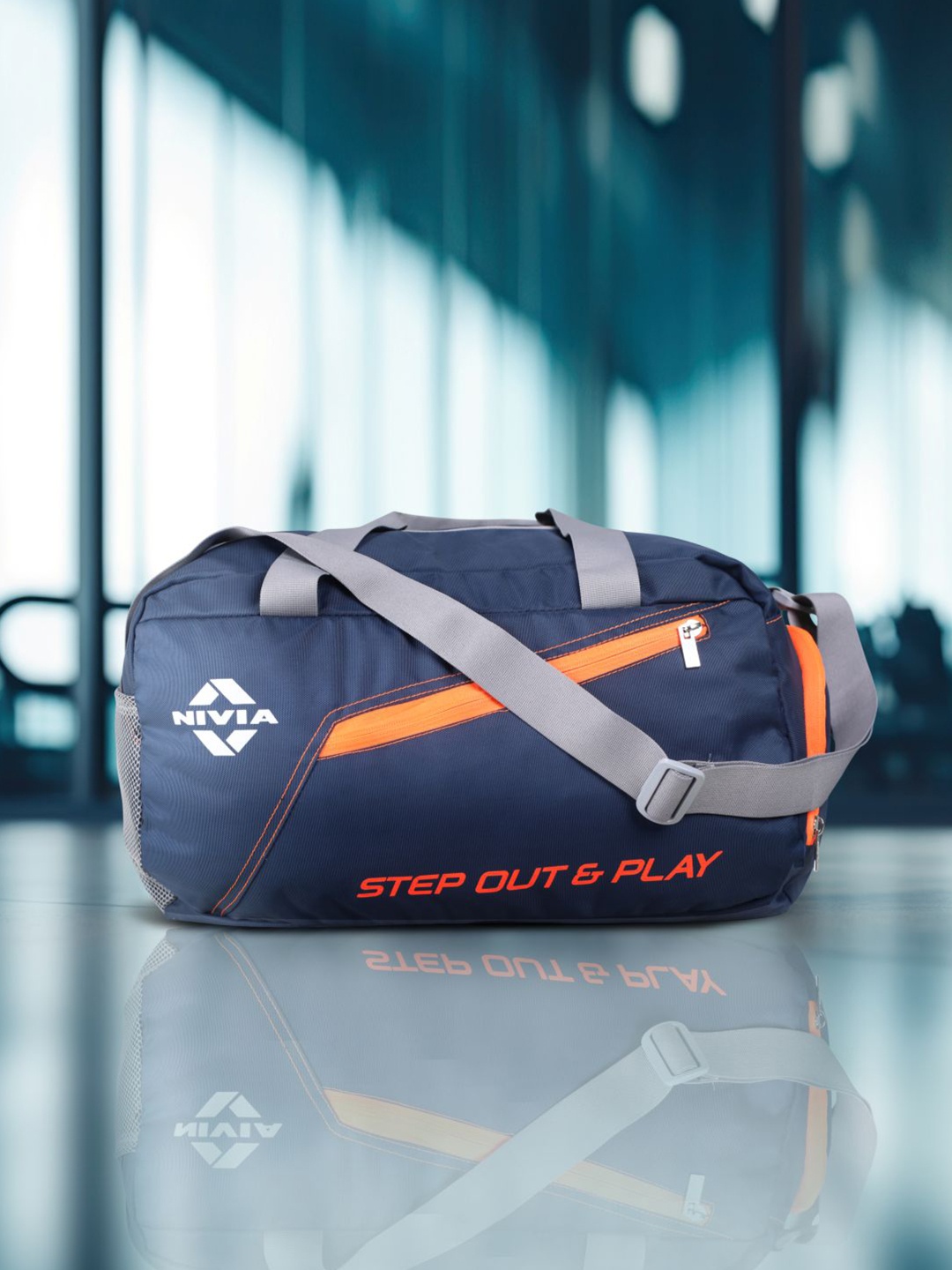 

NIVIA Printed Small Duffel Bag, Navy blue