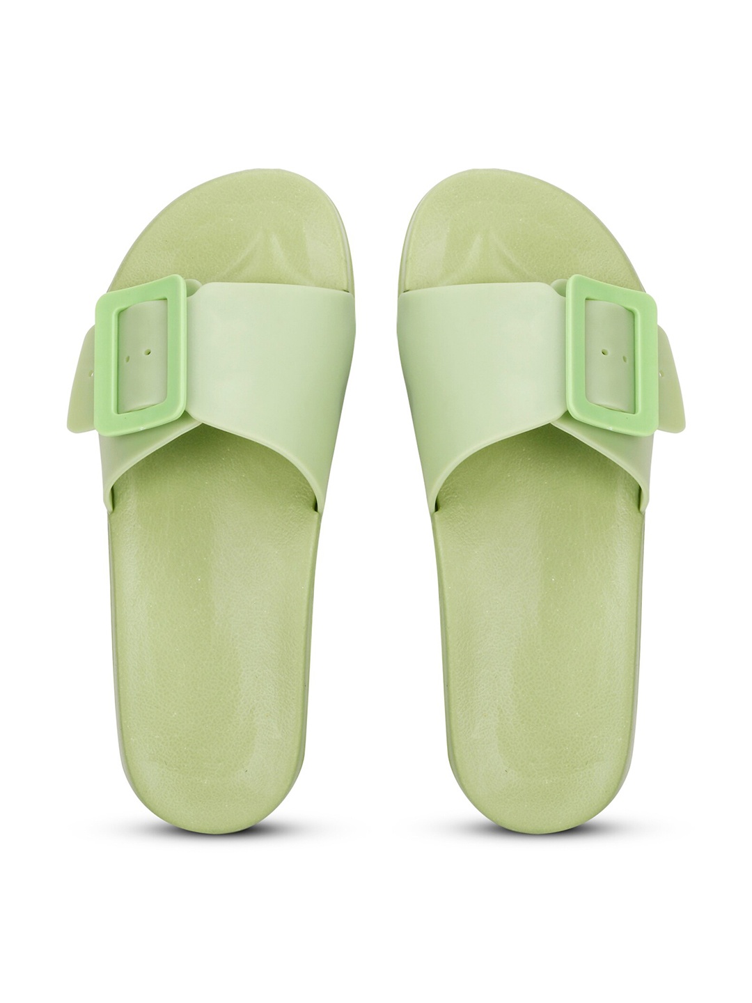 

KRAASA Women Buckle Detail Sliders, Sea green