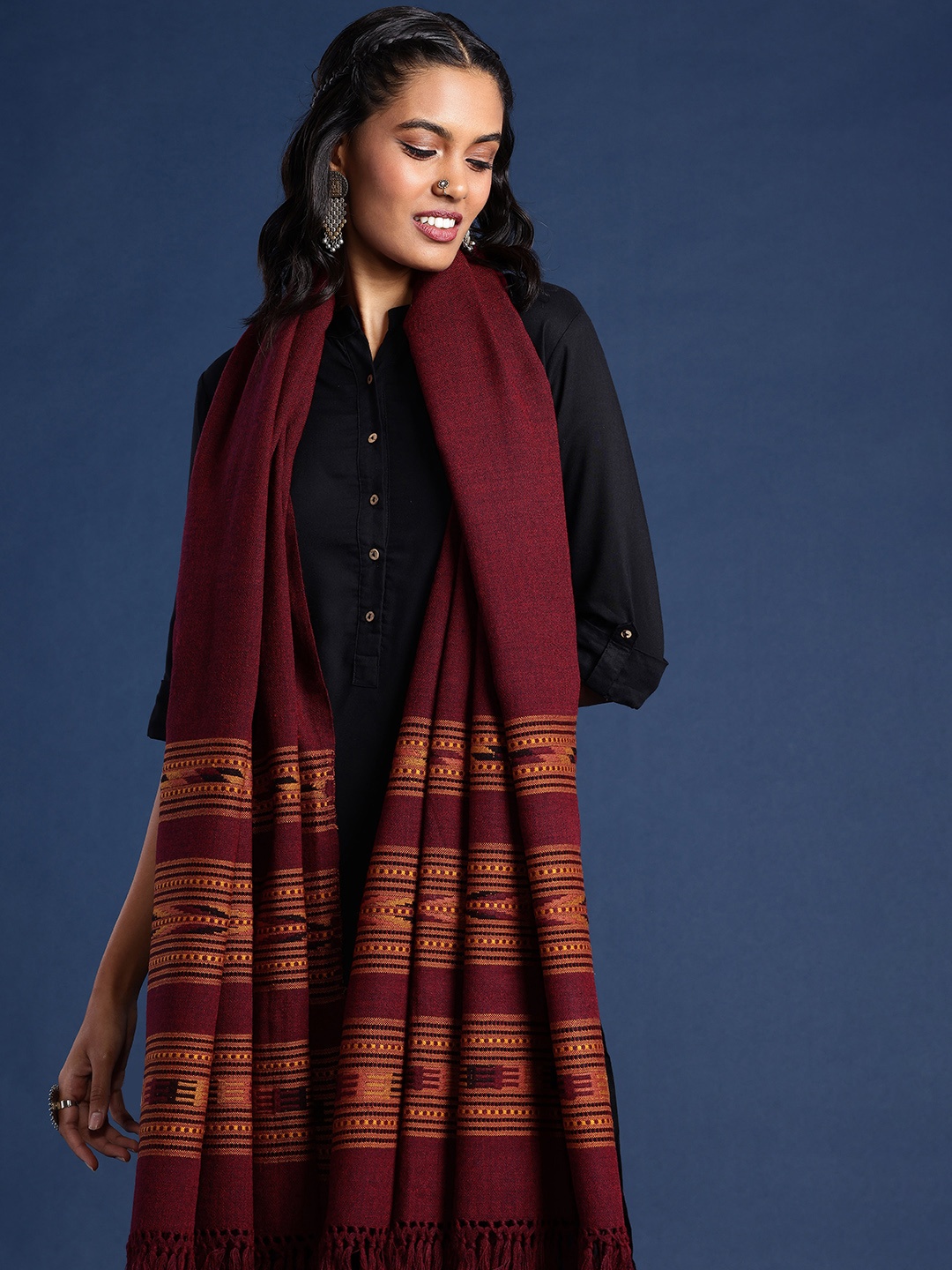 

Taavi Women Woven Design Shawl, Maroon