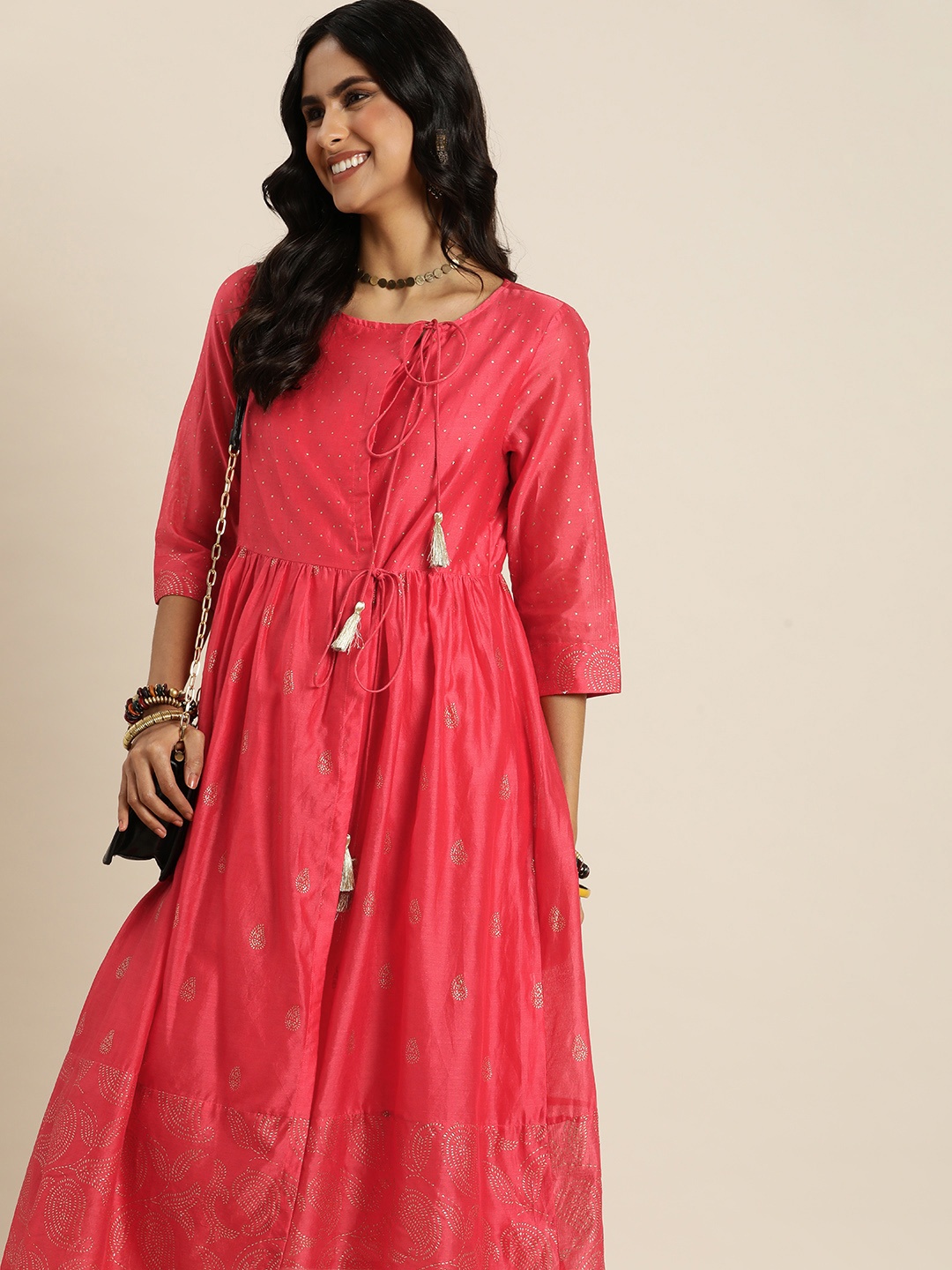 

Taavi Rogan Ethnic Motifs Printed Angrakha Kurta, Red