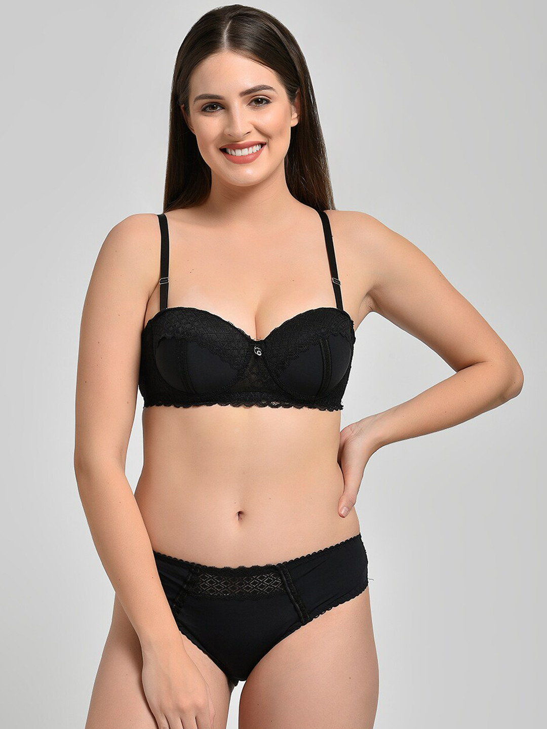 

MAKCLAN Self Design Lingerie Set K22013.LF, Black