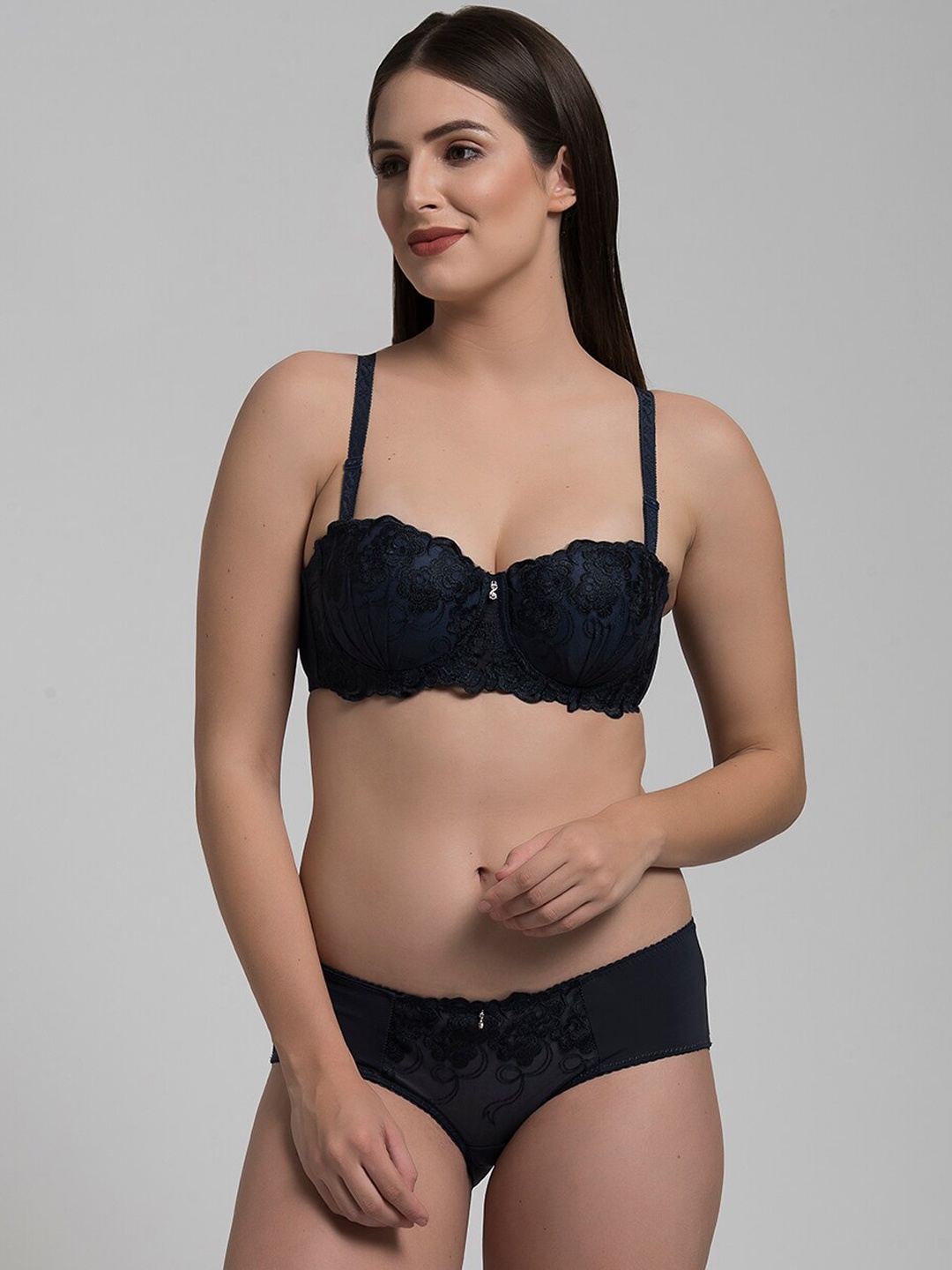 

MAKCLAN Self Design Lingerie Set K12016.LK, Navy blue