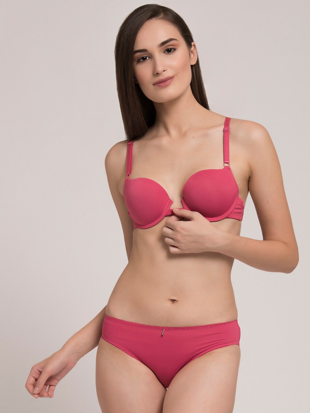 

MAKCLAN Front Open Lingerie Set K27019.LB, Pink