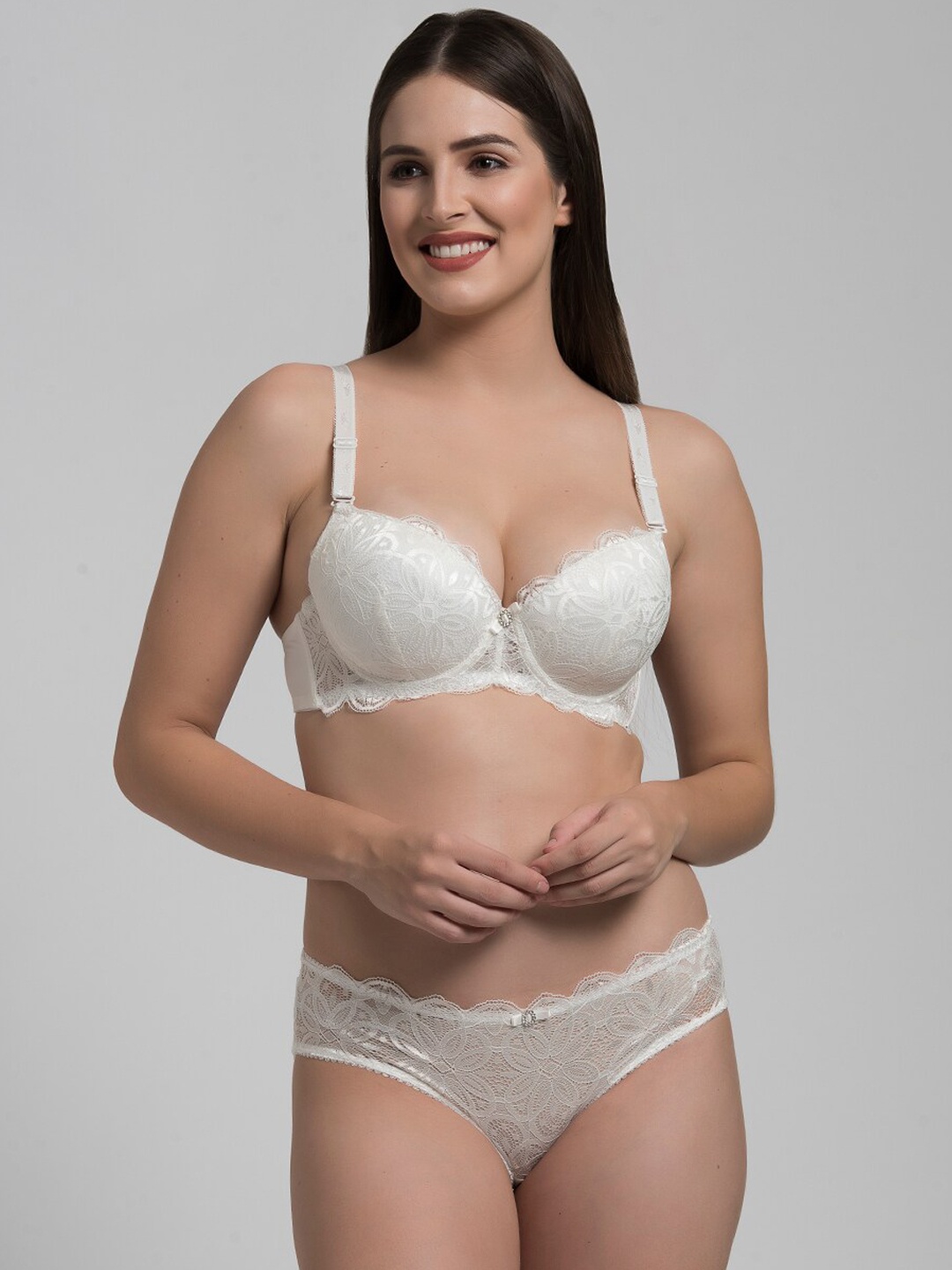 

MAKCLAN Self Design Lingerie Set K37001.LB, White