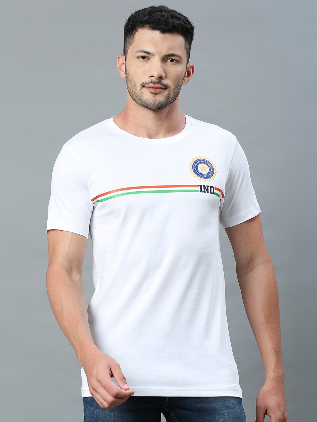 

FanCode ICC Test World Cup Men Printed Cotton Bio Finish T-shirt, White
