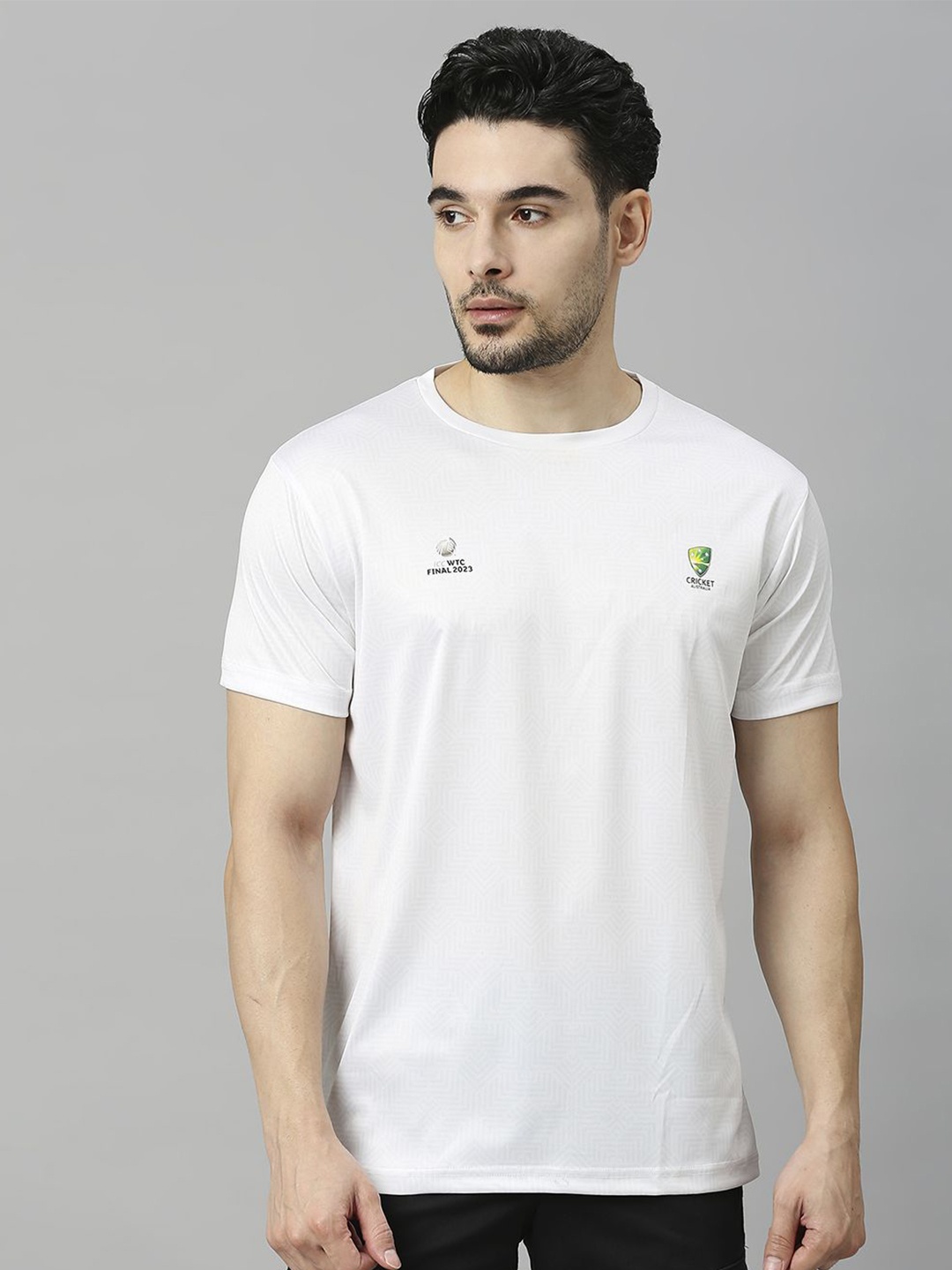 

FanCode ICC Test World Cup Men Brand Logo Printed Cotton Moisture Wicking T-shirt, White