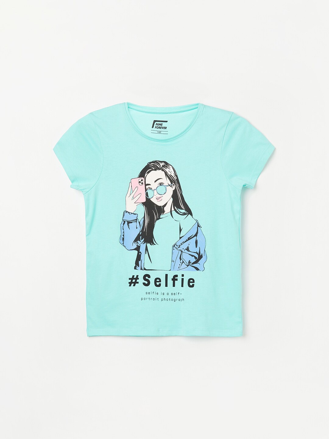 

Fame Forever by Lifestyle Girls Printed Cotton T-shirt, Blue