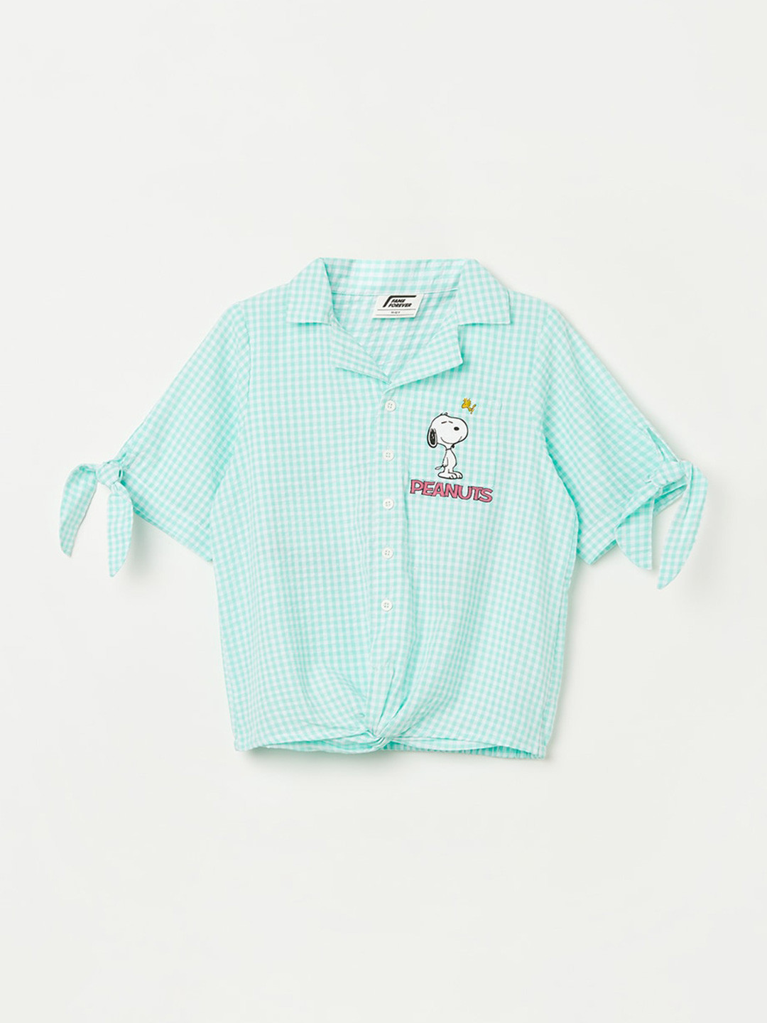 

Fame Forever by Lifestyle Girls Checked Tie-Ups Cotton Shirt Style Top, Blue