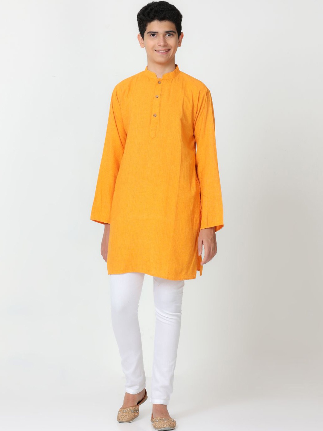 

FLAVIDO Boys Pure Cotton Kurta with Pyjamas, Mustard