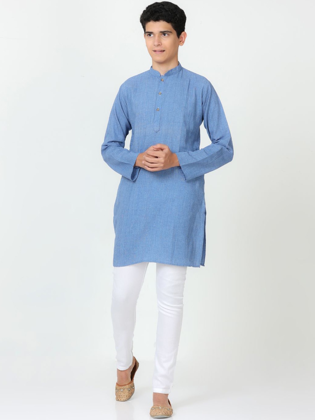 

FLAVIDO Boys Pure Cotton Kurta With Trousers, Blue