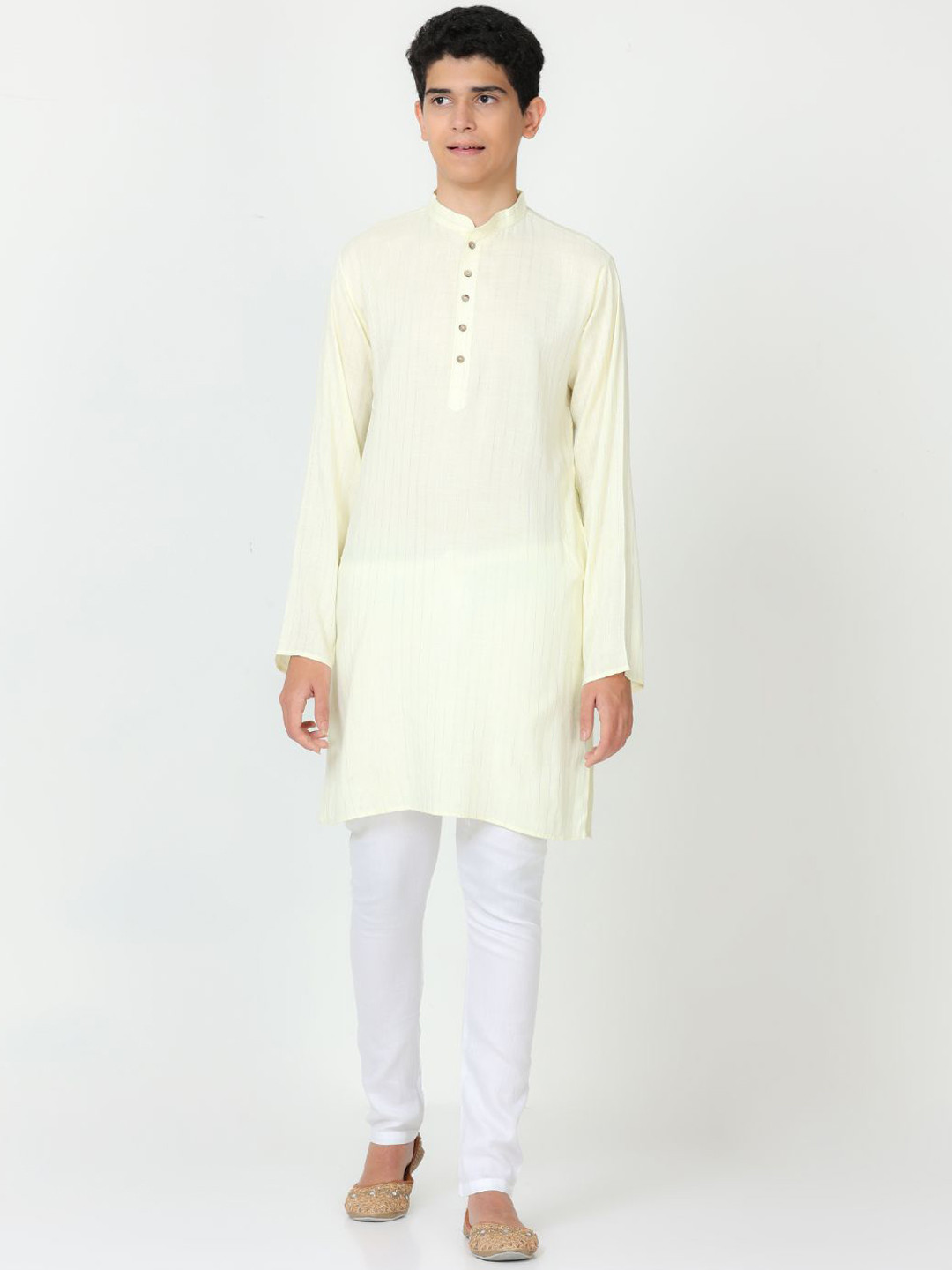 

FLAVIDO Boys Striped Regular Kurta With Pyjamas, Cream
