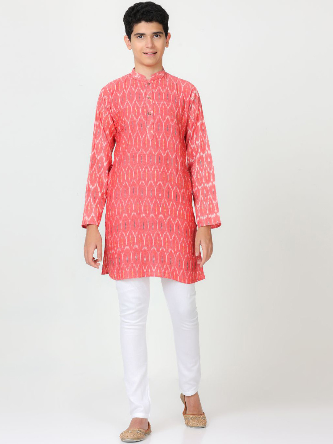 

FLAVIDO Boys Ethnic Motifs Printed Pure Cotton Kurta with Pyjamas, Red