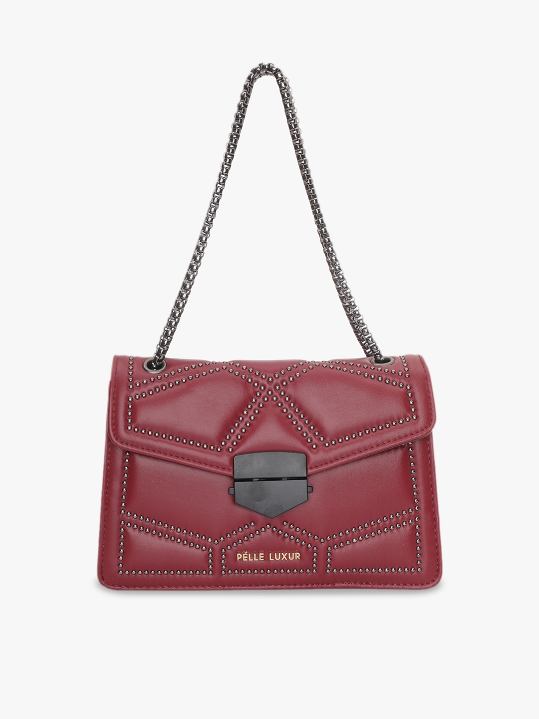 

PELLE LUXUR PU Structured Shoulder Bag, Red