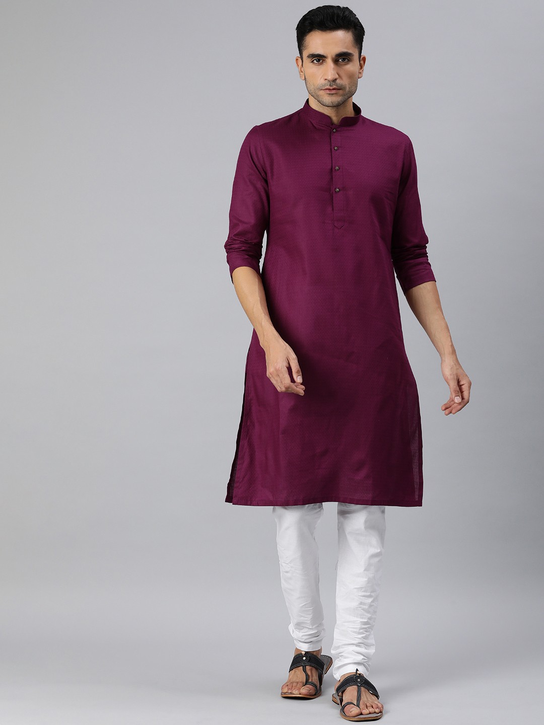 

Manthan Men Regular Pure Cotton Kurta with Churidar, Burgundy