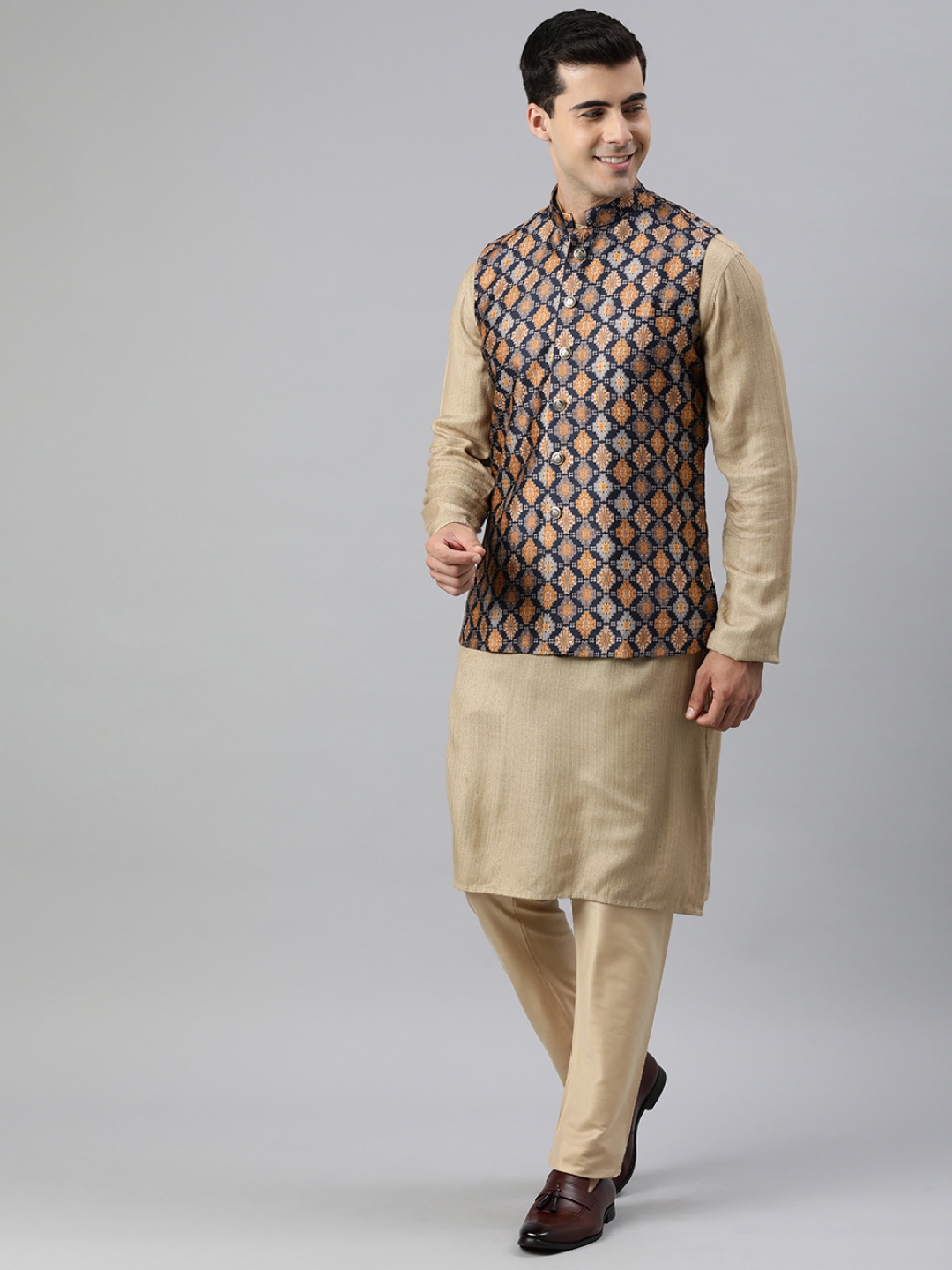 

Manthan Men Printed Nehru Jacket, Blue