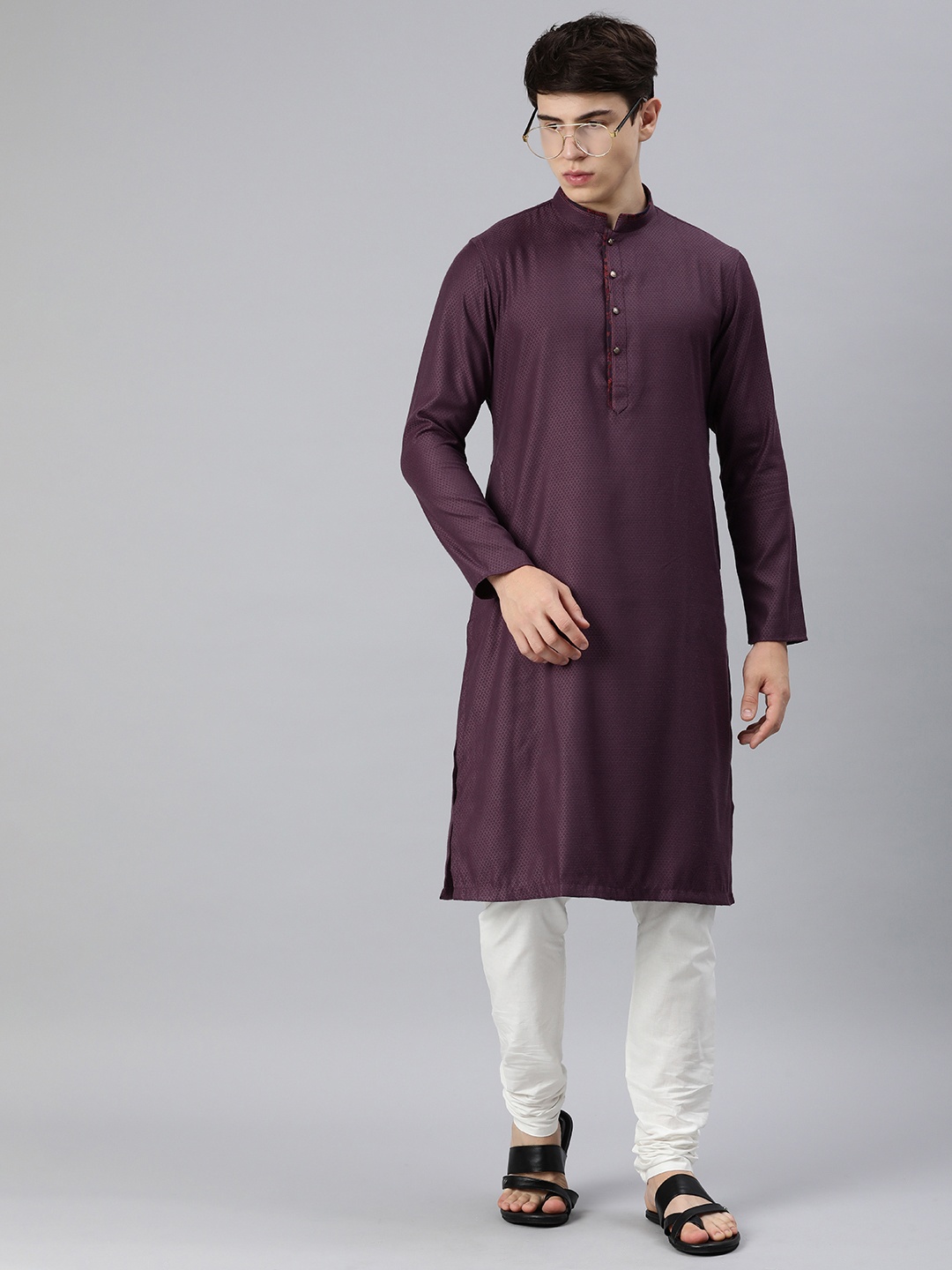 

Manthan Men Regular Kurta with Churidar, Purple