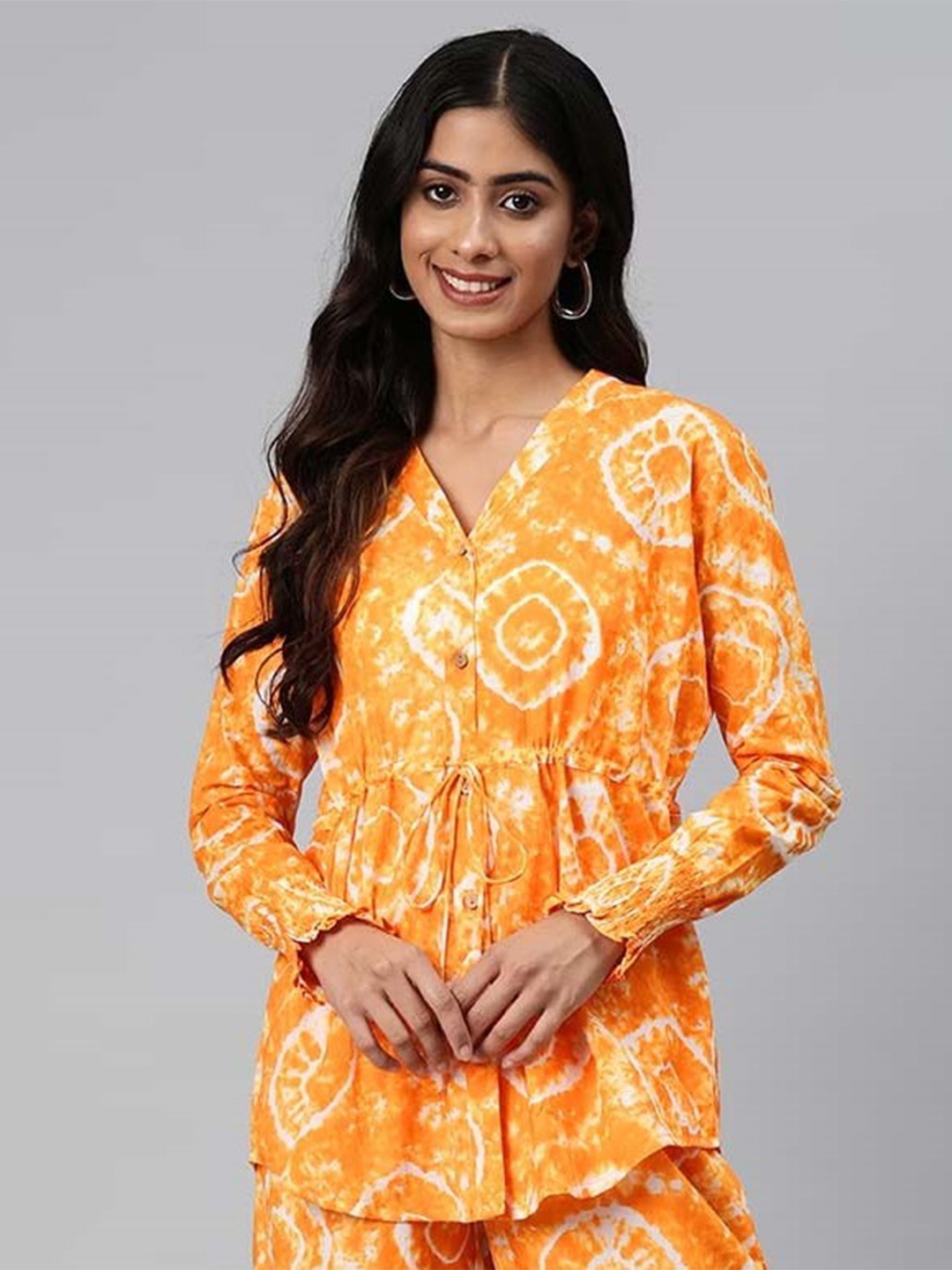 

Readiprint Fashions Women Printed Top With Trousers, Orange