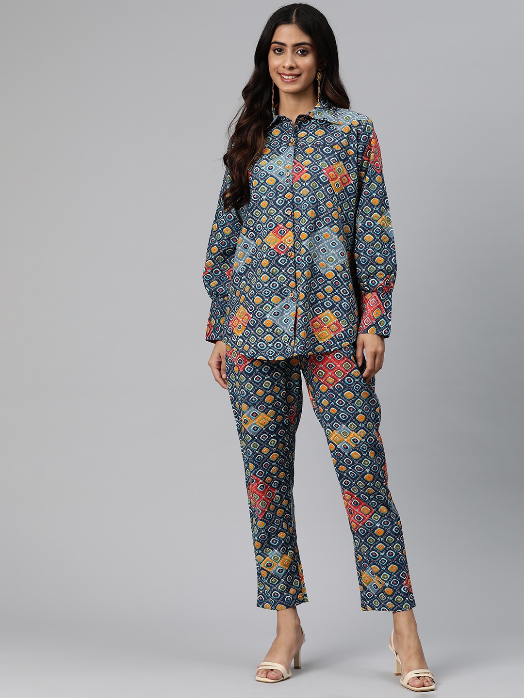 

Readiprint Women Printed Shirt With Trousers, Blue