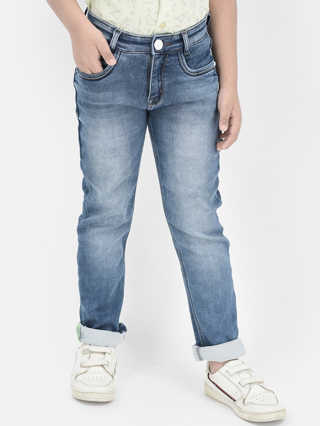 

Crimsoune Club Boys Blue Slim Fit Clean Look Heavy Fade Stretchable Jeans