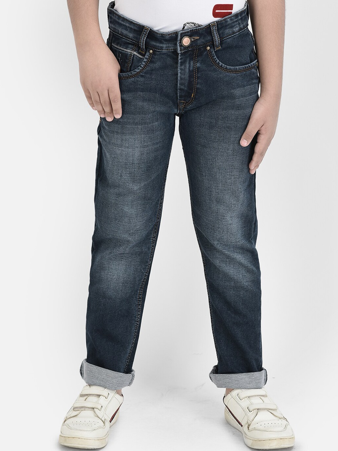 

Crimsoune Club Boys Blue Slim Fit Clean Look Heavy Fade Stretchable Jeans