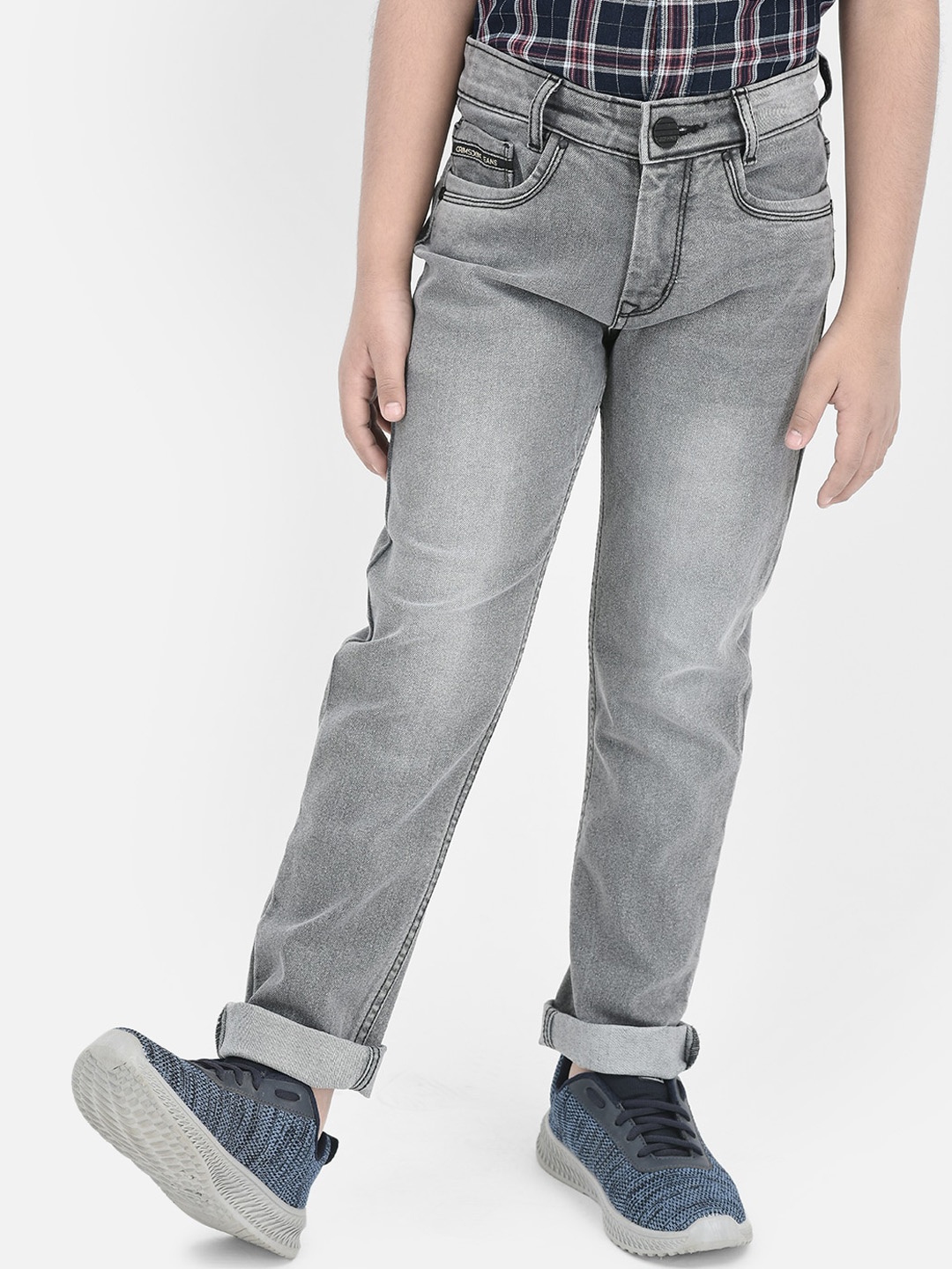 

Crimsoune Club Boys Grey Slim Fit Clean Look Heavy Fade Stretchable Jeans