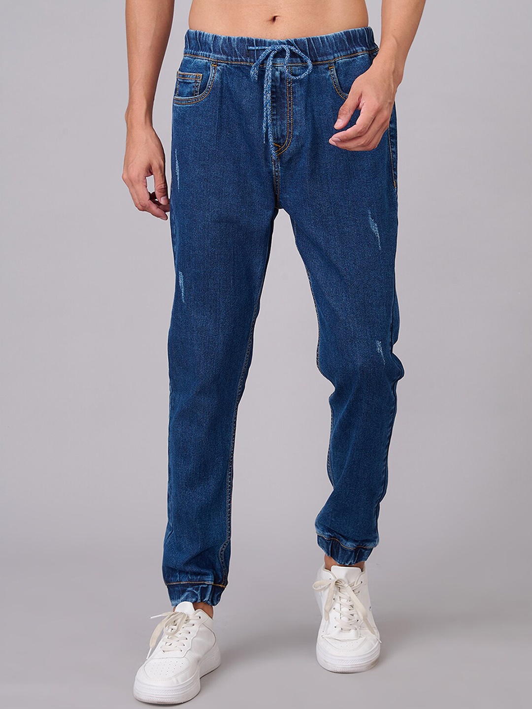 

Old Grey Men Jogger Low Distress Stretchable Jeans, Blue