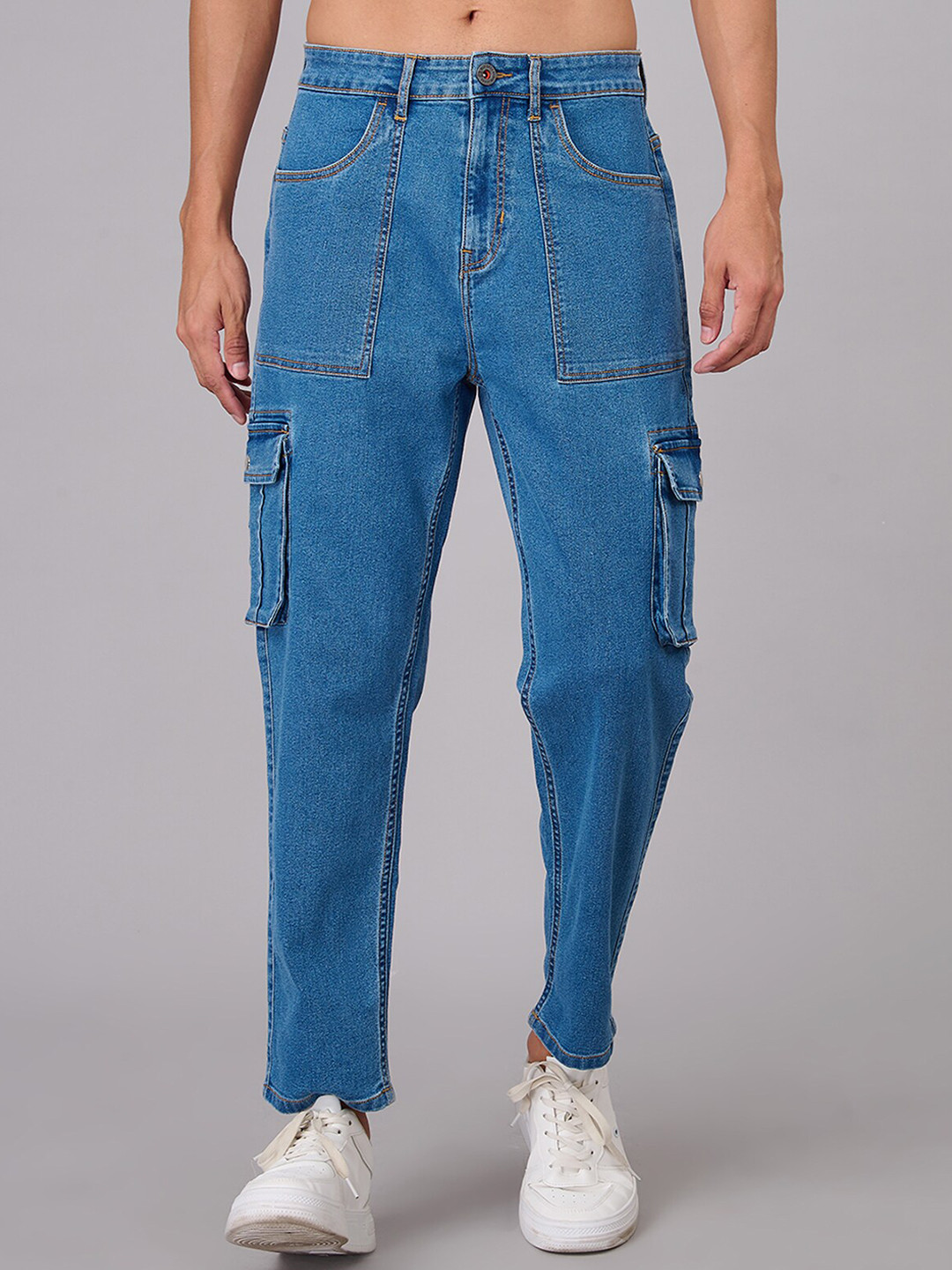 

Old Grey Men Relaxed Fit Cargo Jeans, Blue