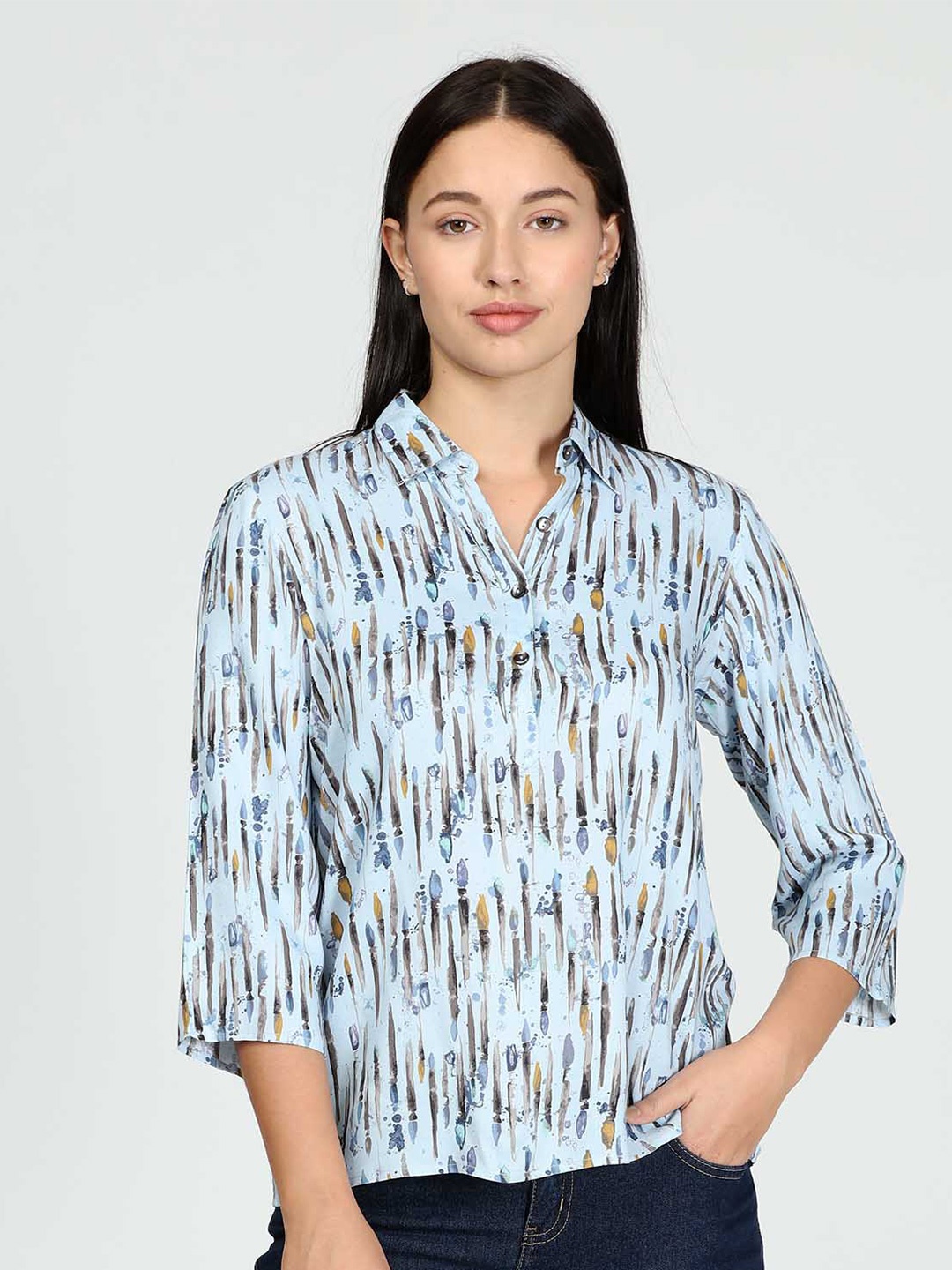 

IDK Printed Shirt Style Top, Blue