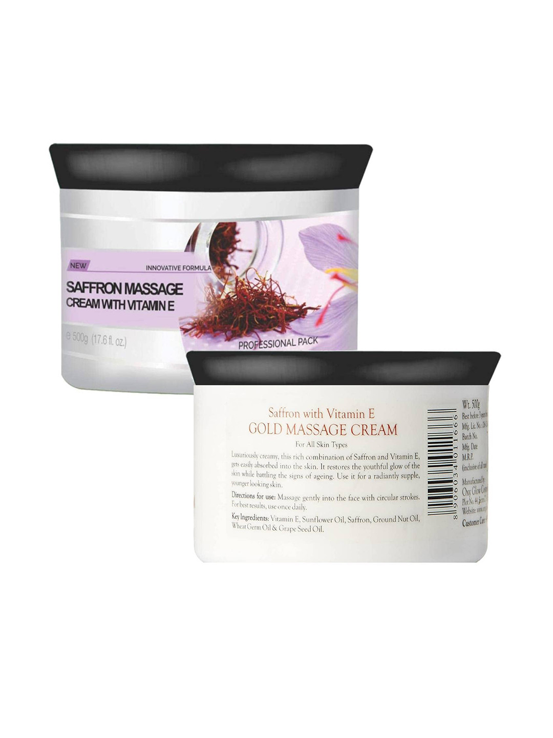 

Oxyglow Saffron Massage Cream With Vitamin E - 500g, White