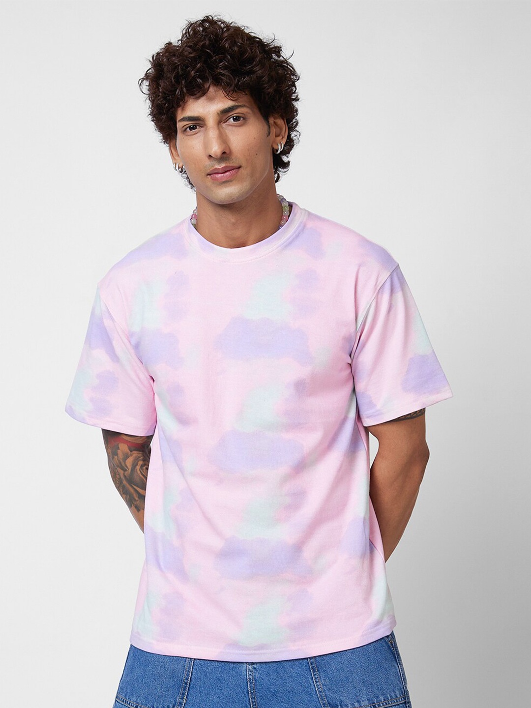 

VASTRADO Tie & Dye Cotton T-Shirt, Pink