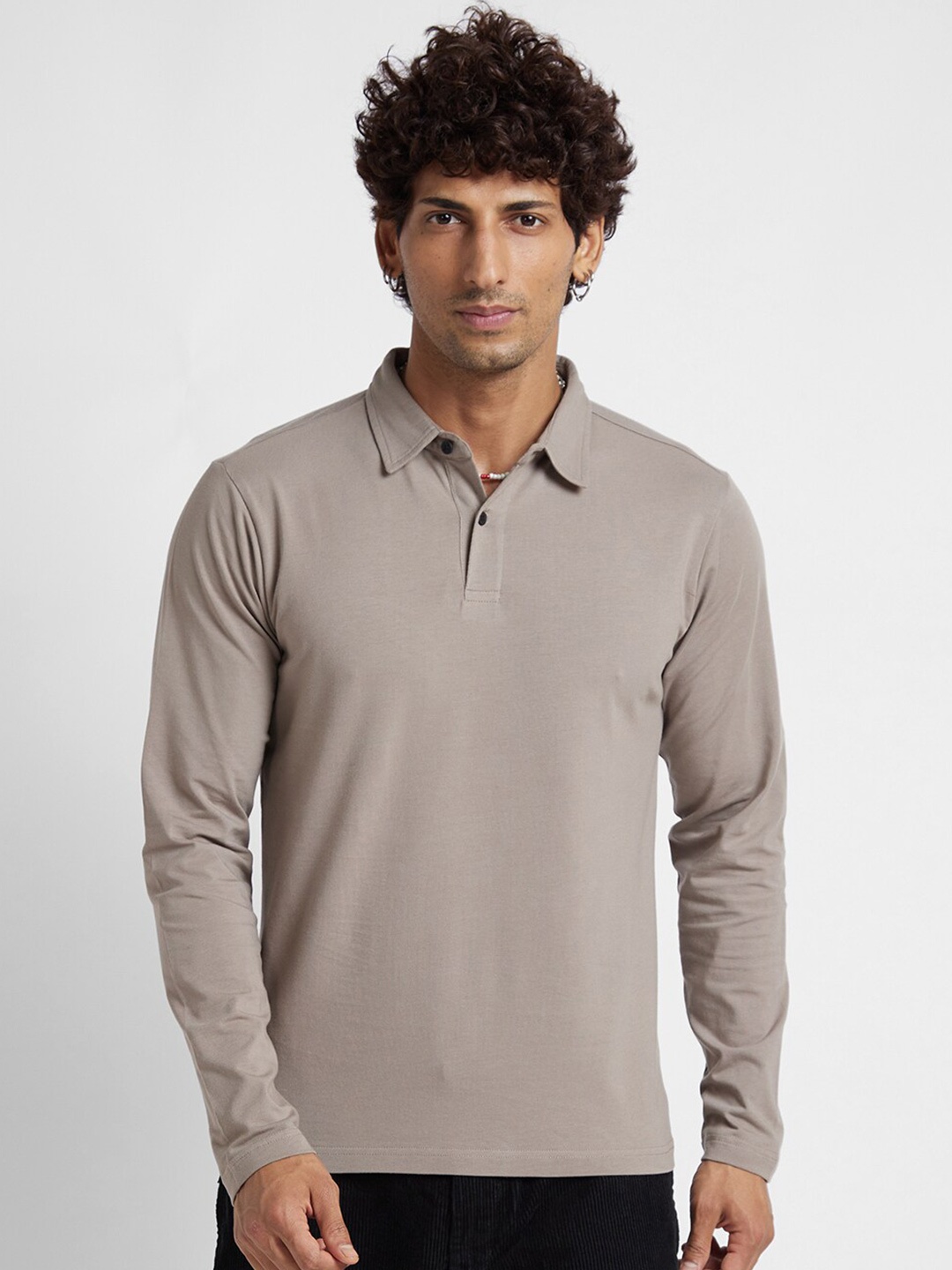 

VASTRADO Polo Collar Cotton T-Shirt, Beige