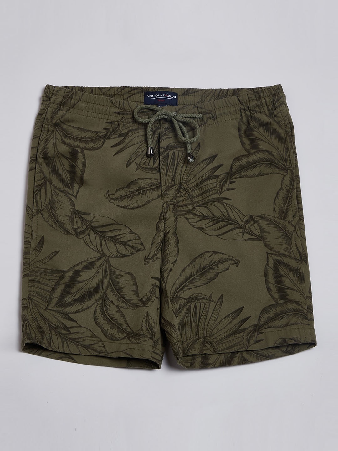

Crimsoune Club Boys Floral Printed Regular Fit Pure Cotton Shorts, Olive