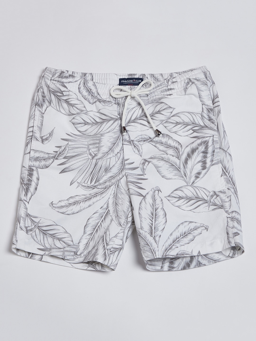 

Crimsoune Club Boys Floral Regular Fit Pure Cotton Shorts, White