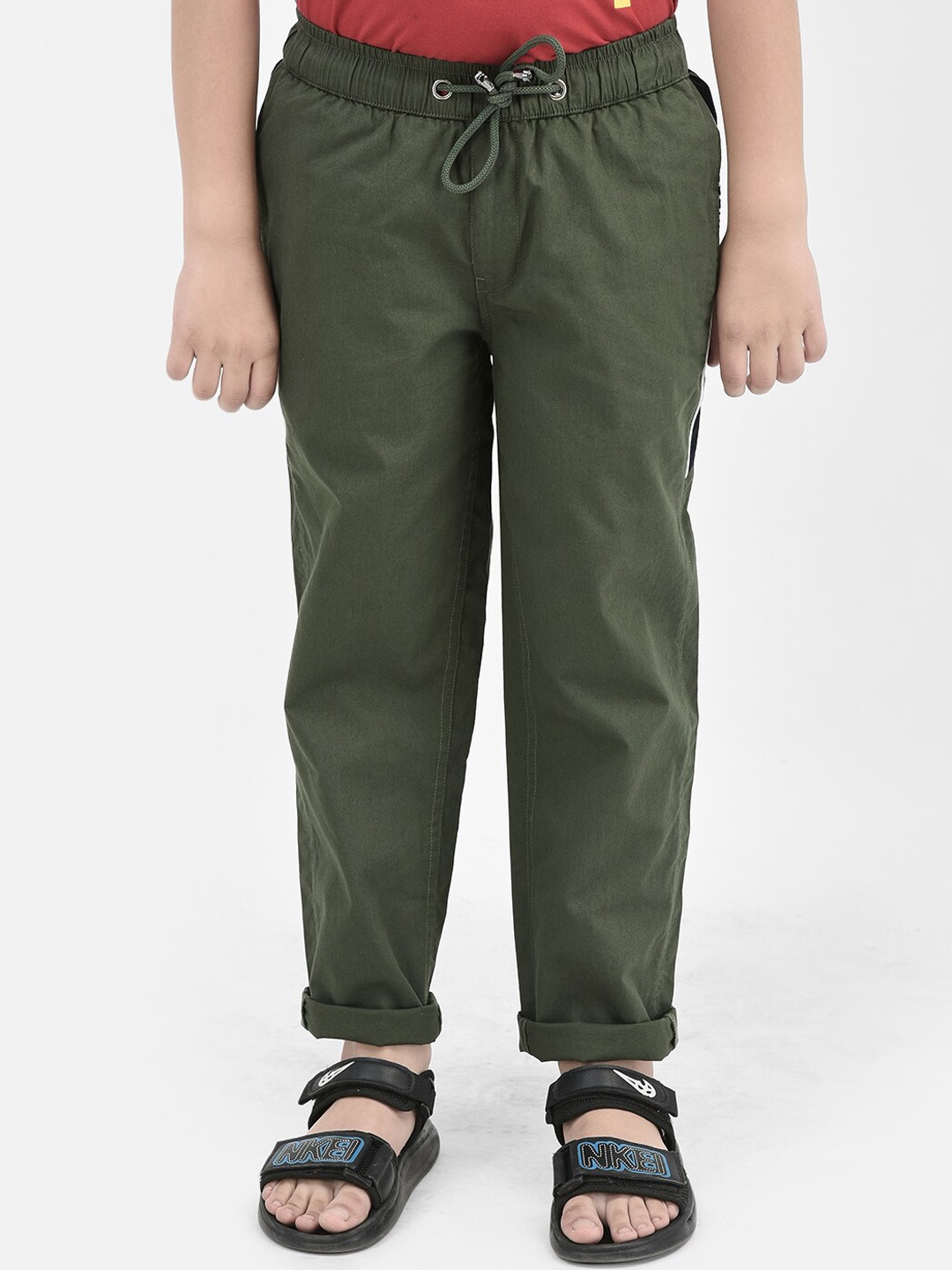 

Crimsoune Club Boys Pure Cotton Track Pants, Olive
