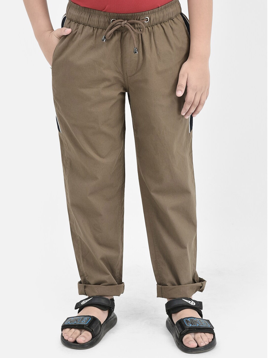 

Crimsoune Club Boys Pure Cotton Track Pants, Brown