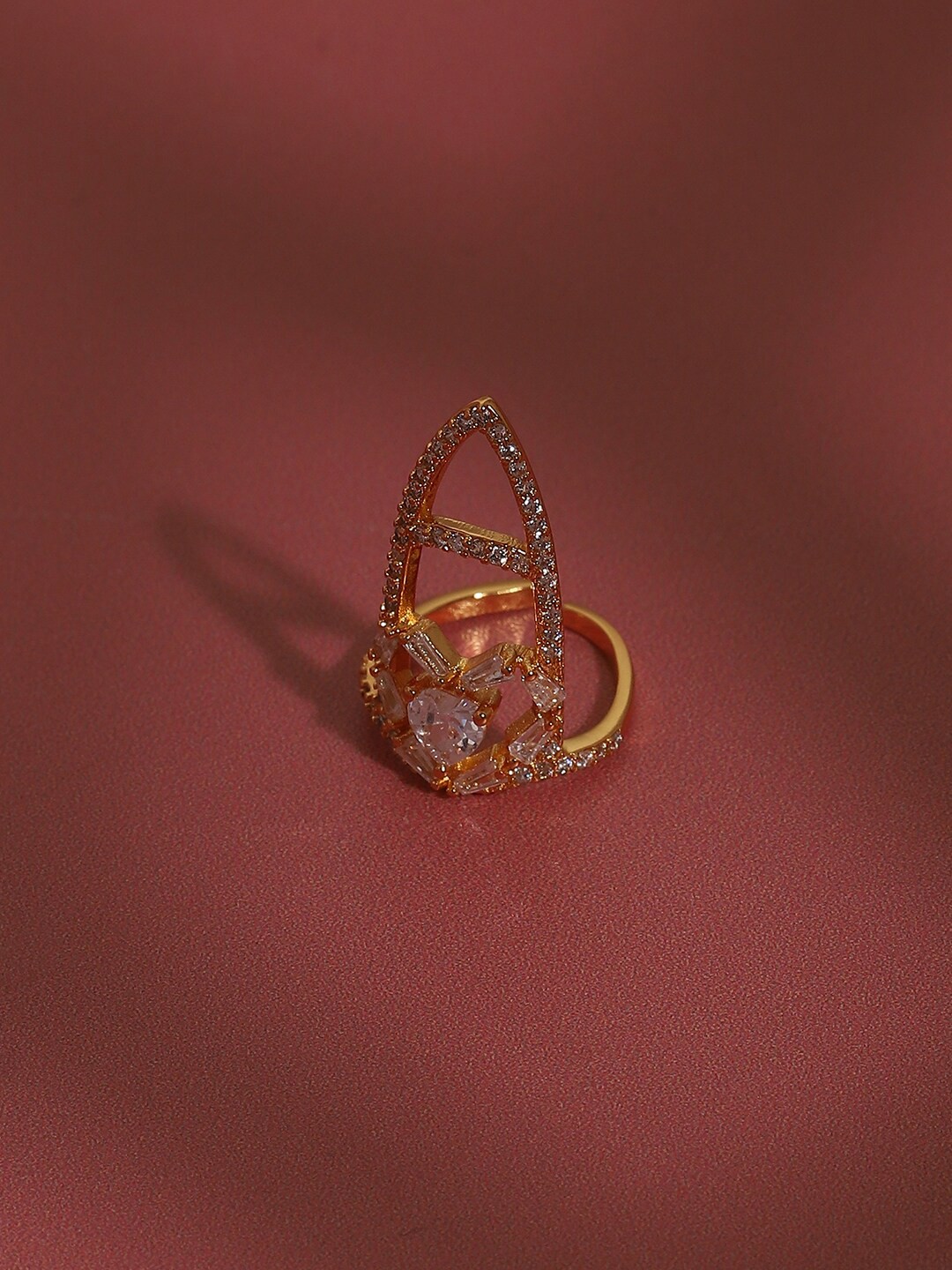 

SOHI Gold-Plated & Stone-Studded Finger Ring