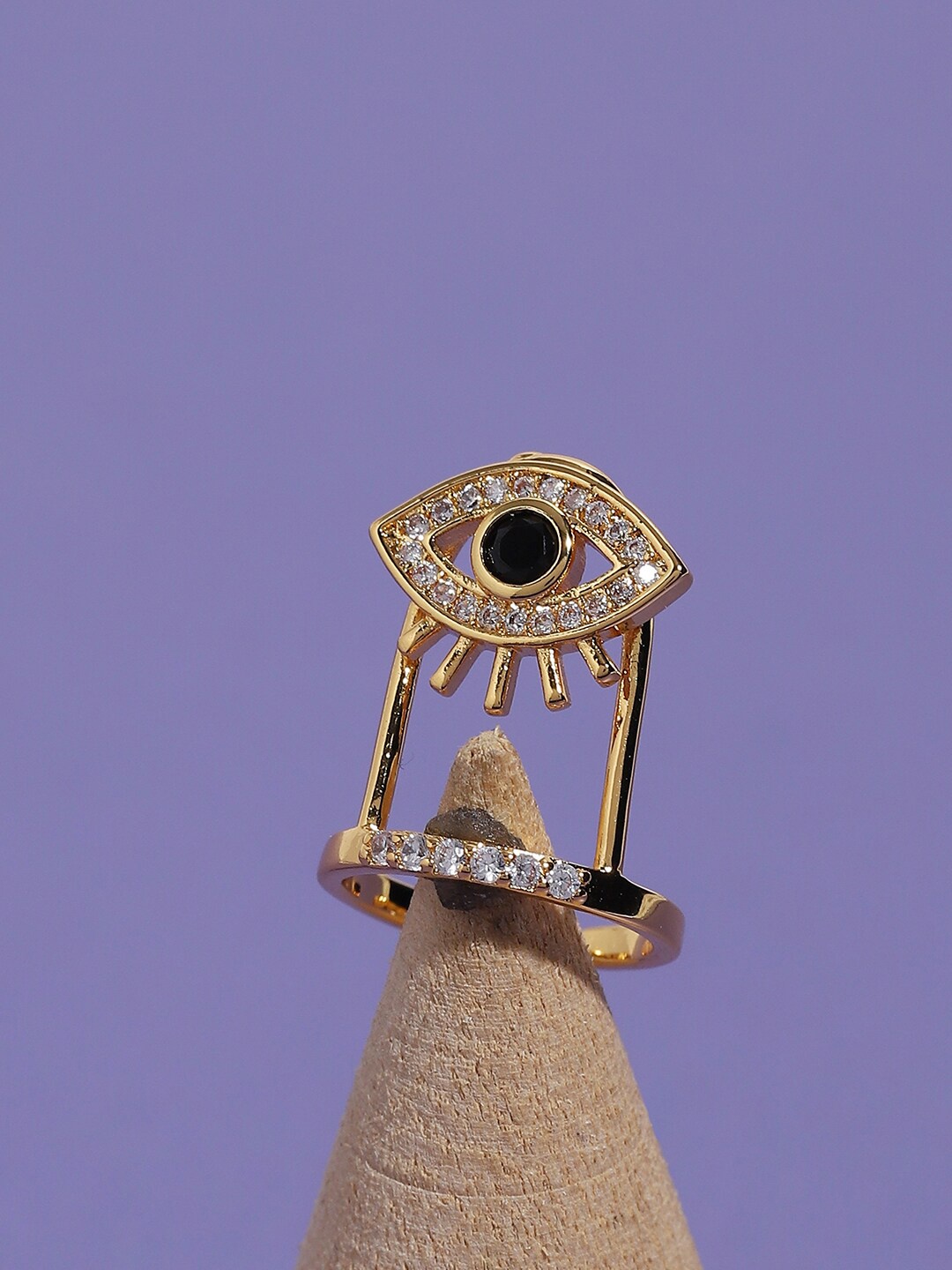 

SOHI Gold-Plated & Stone-Studded Finger Ring