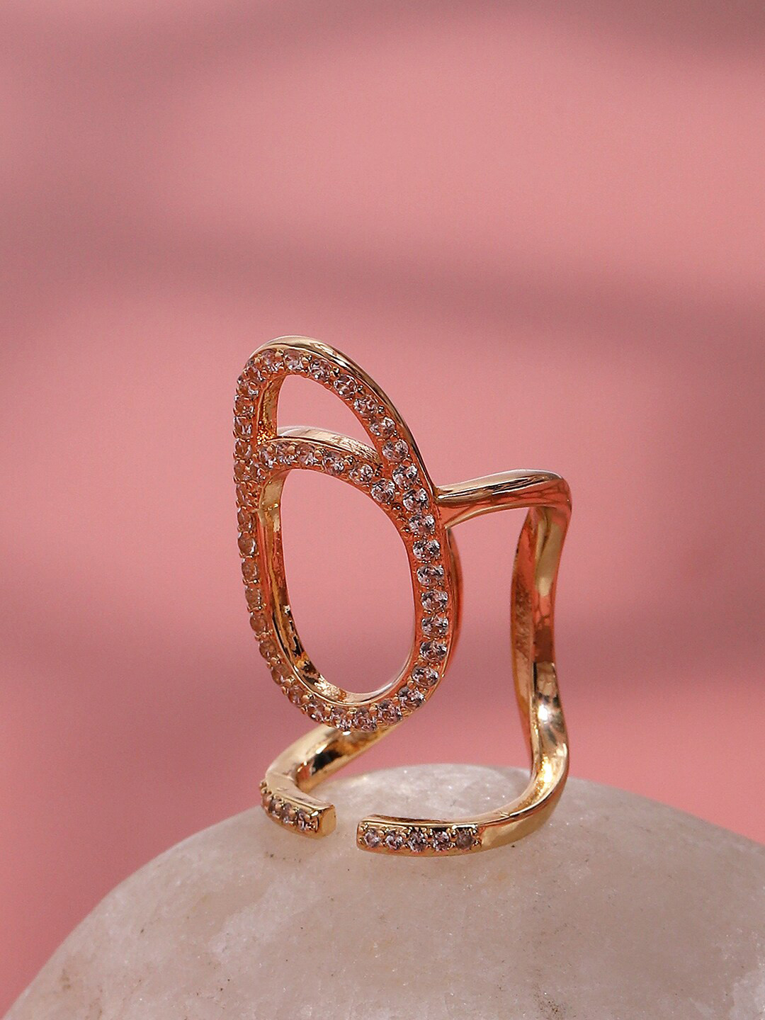 

SOHI Gold-Plated & Stone-Studded Finger Ring