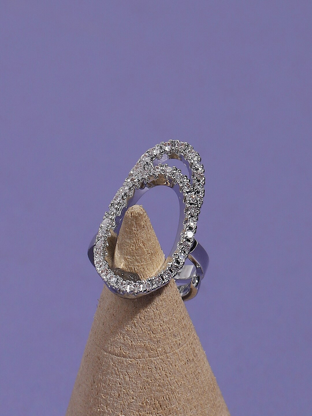 

SOHI Silver Plated & Stone-Studded Finger Ring