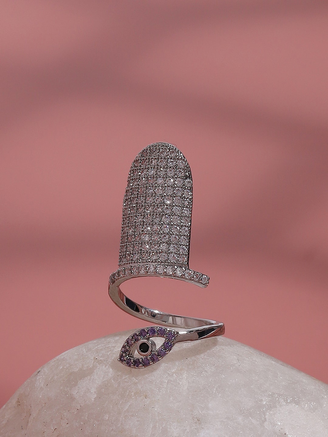 

SOHI Silver-Plated Stone-Studded Finger Ring