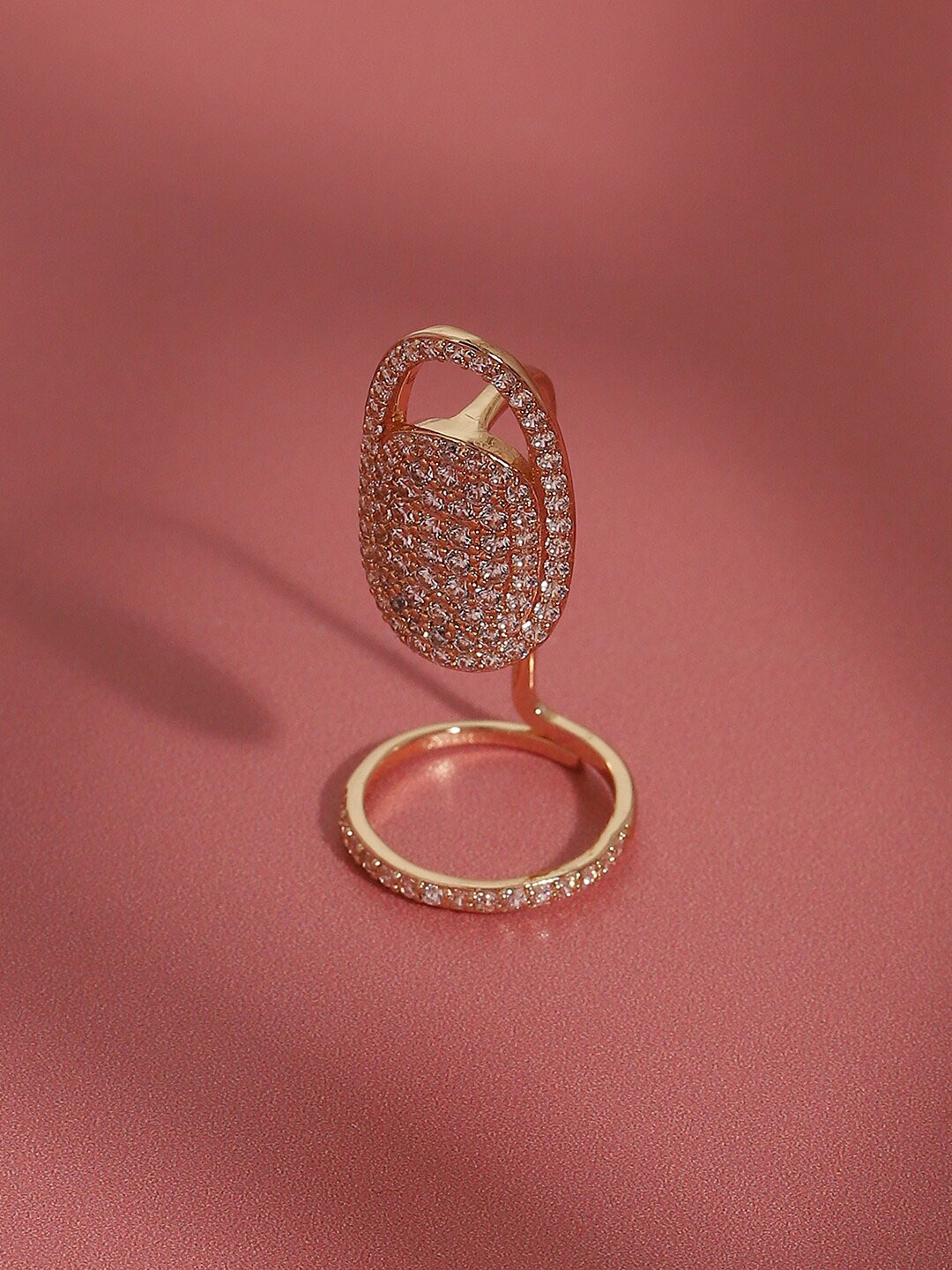 

SOHI Gold-Plated & Stone-Studded Finger Ring