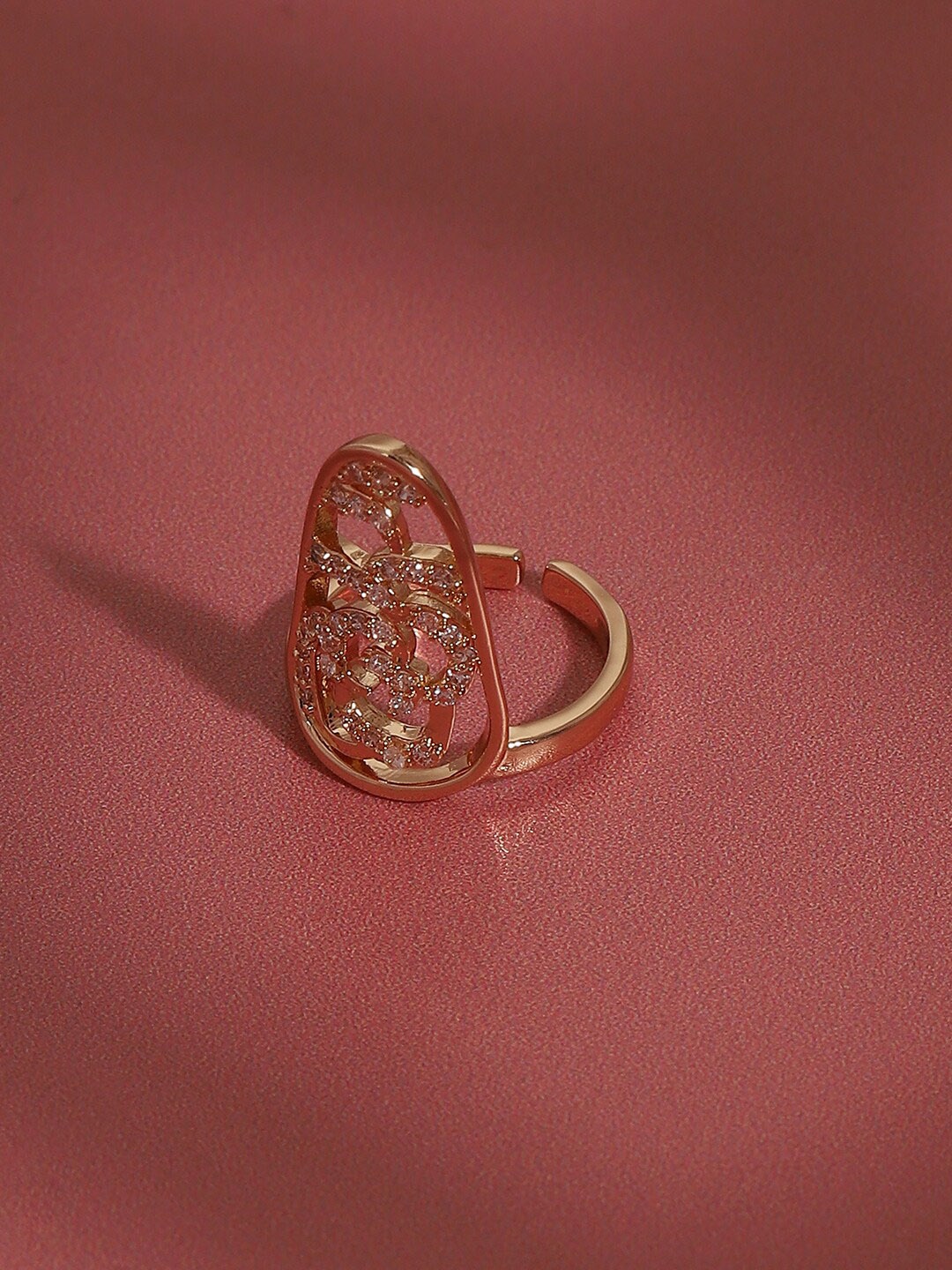 

SOHI Gold-Plated Stone-Studded Nail Ring