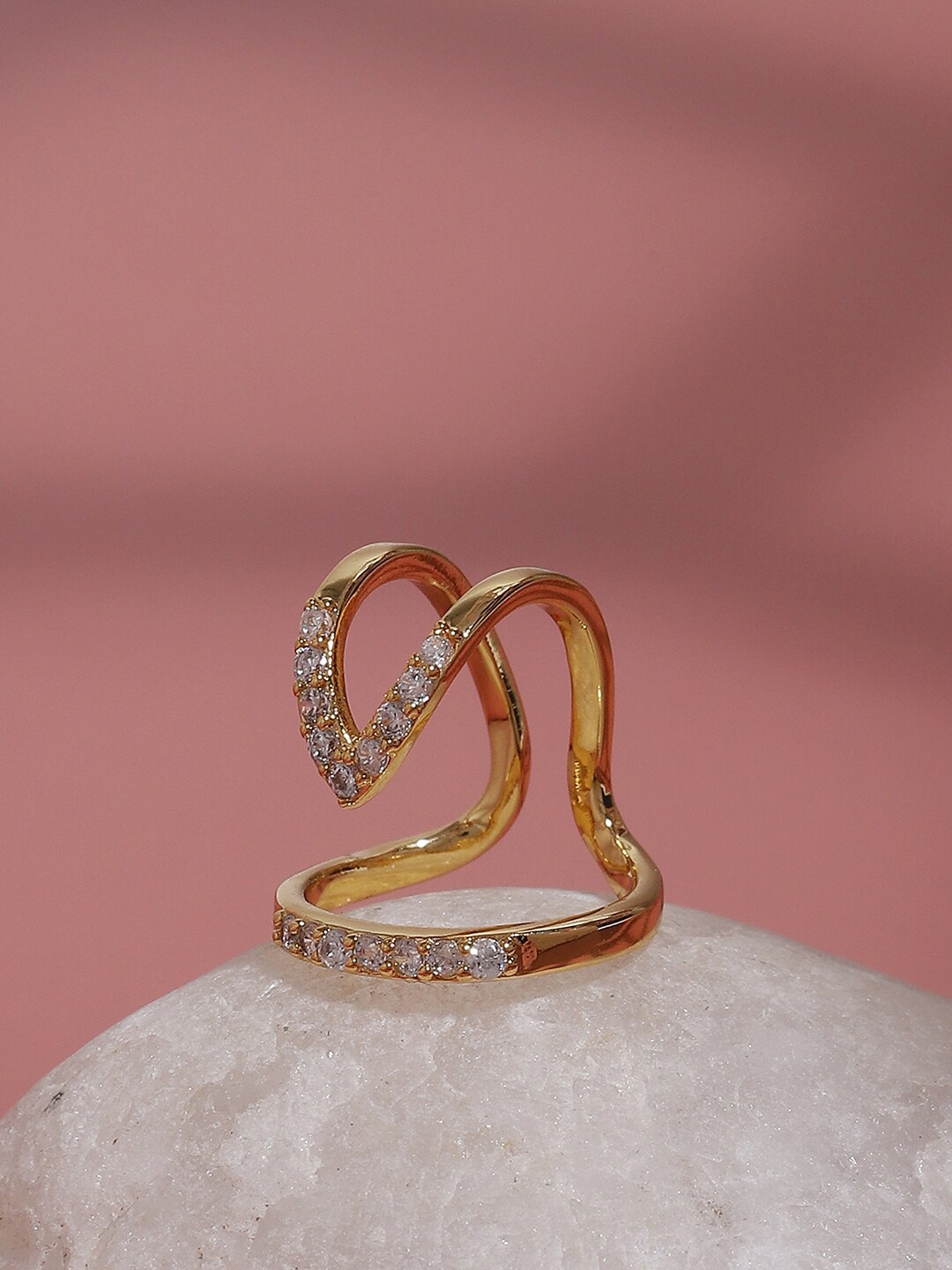 

SOHI Gold-Plated & Stone-Studded Finger Ring